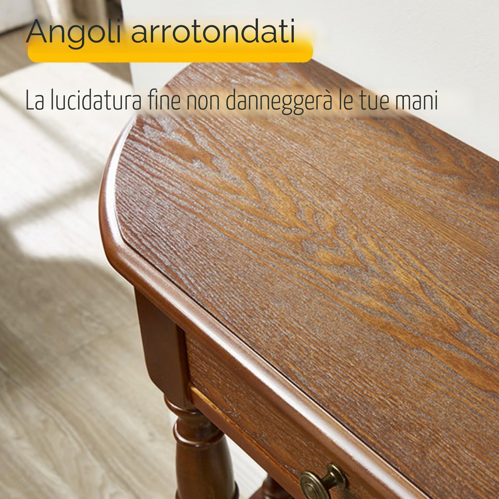 SEIFE Consolle a mezzaluna in legno massello per ingresso, tavolo da ingresso con cassetto portaoggetti, tavolo da divano semicircolare, arredamento per corridoio e ingresso(Walnut,80cm/31.4in)