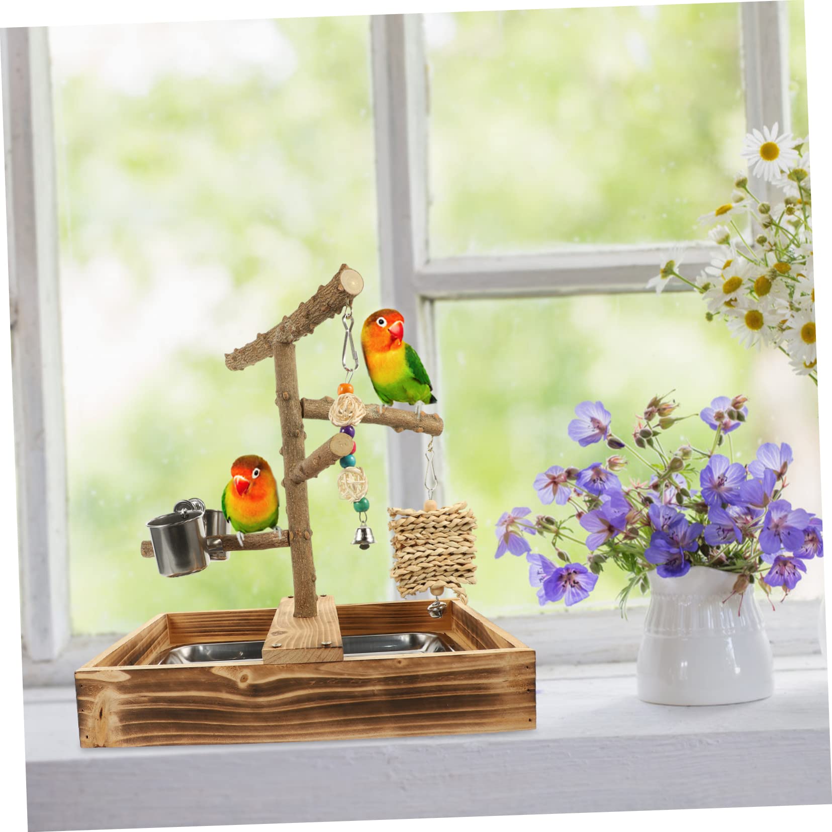 Holz Vogel Sitzstangenständer für Wellensittiche, Tisch Trainingsspielzeug | Vogelkäfige und Zuhause, Einfache Montage und Nutzung, Frisches Natürliches Design