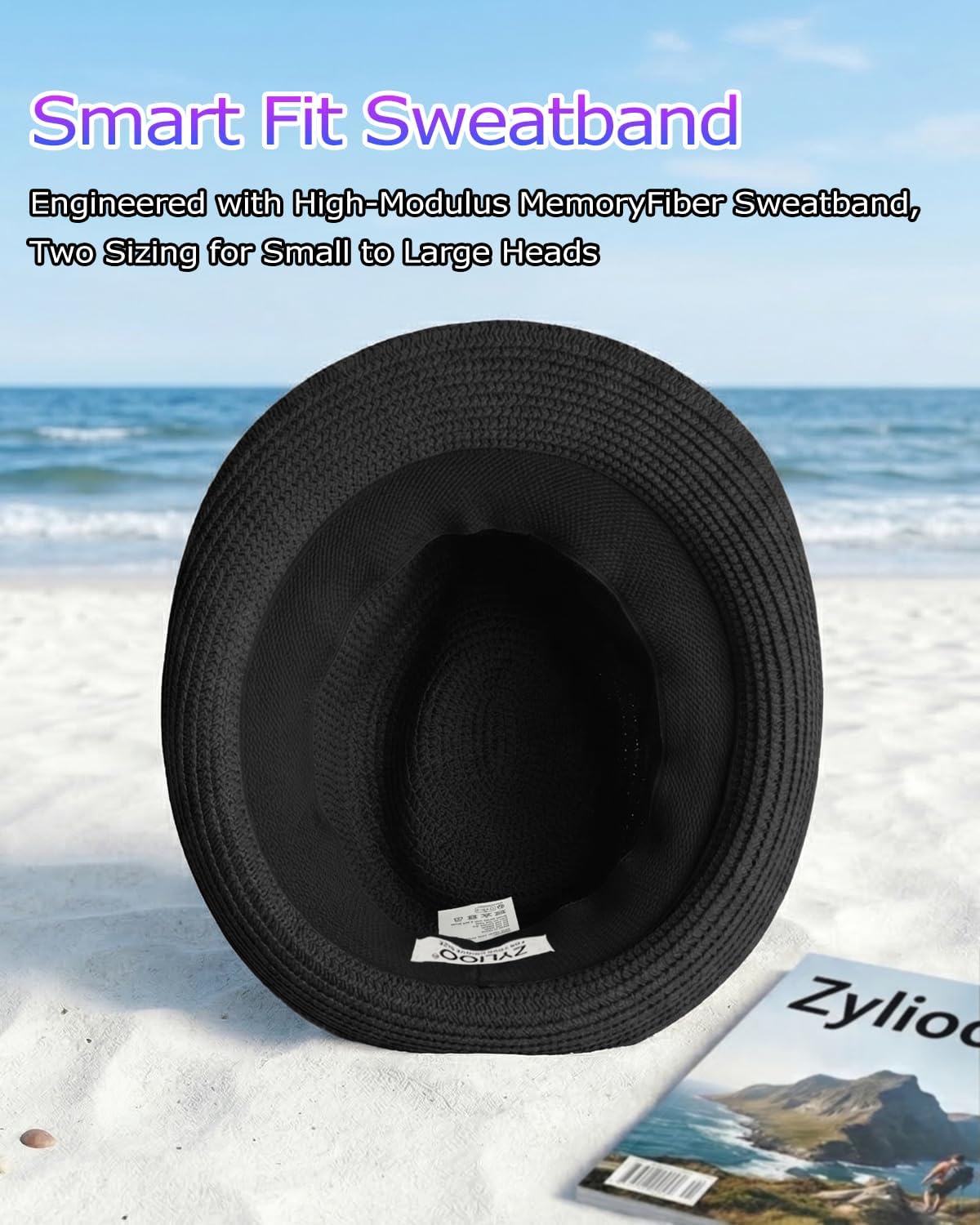 Zylioo 2XL XL L Straw Fedora Hat, Large Head Cuban Hat with Short Brim, Packable Summer Trilby Hat Hat for Beach Travel