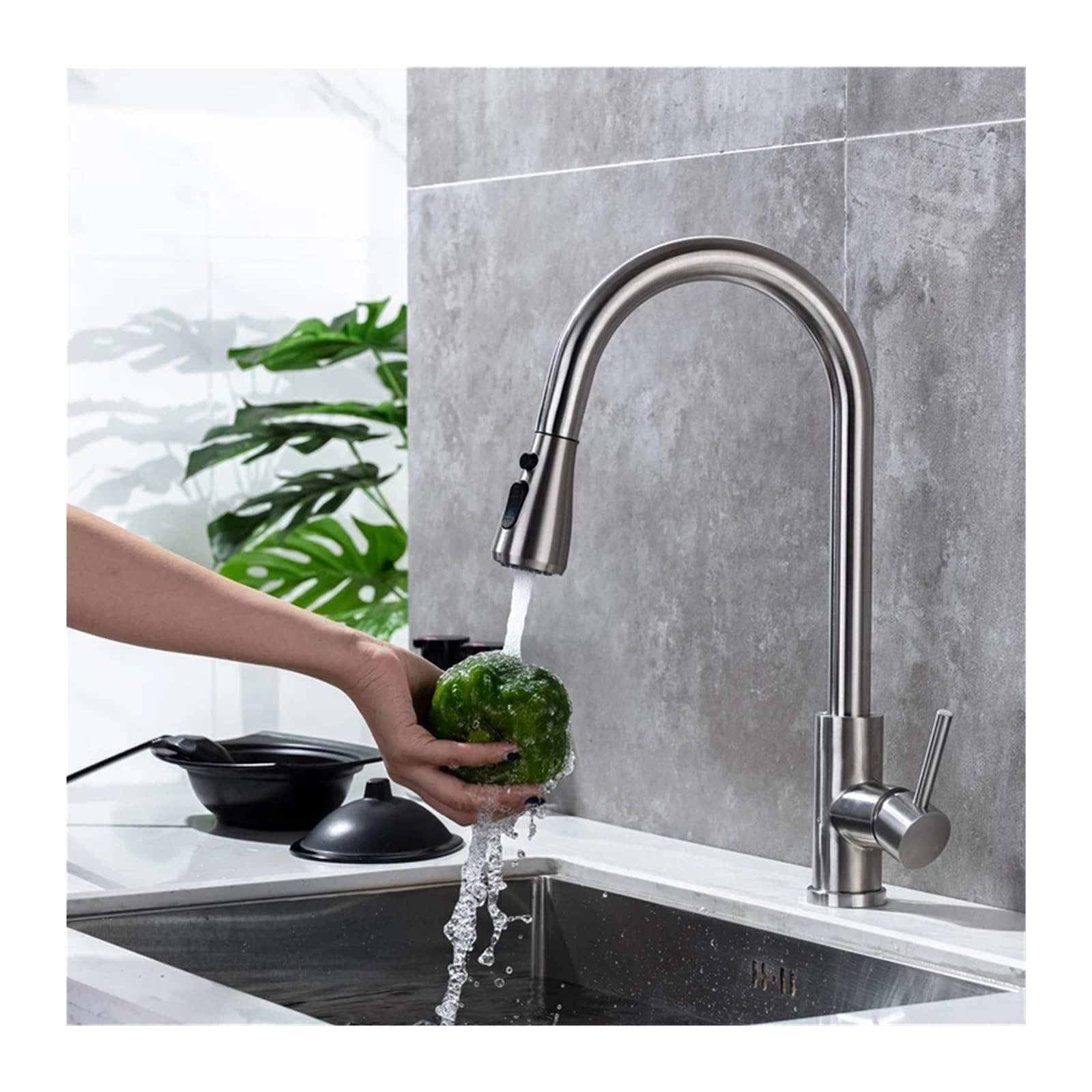 Rubinetti da Cucina Touch in Acciaio Inox, Miscelatore da Cucina Caldo/Freddo, Rubinetto da Cucina con sensore a Maniglia Singola, Miscelatore da Cucina Touch(Not-Touch-Brushed)