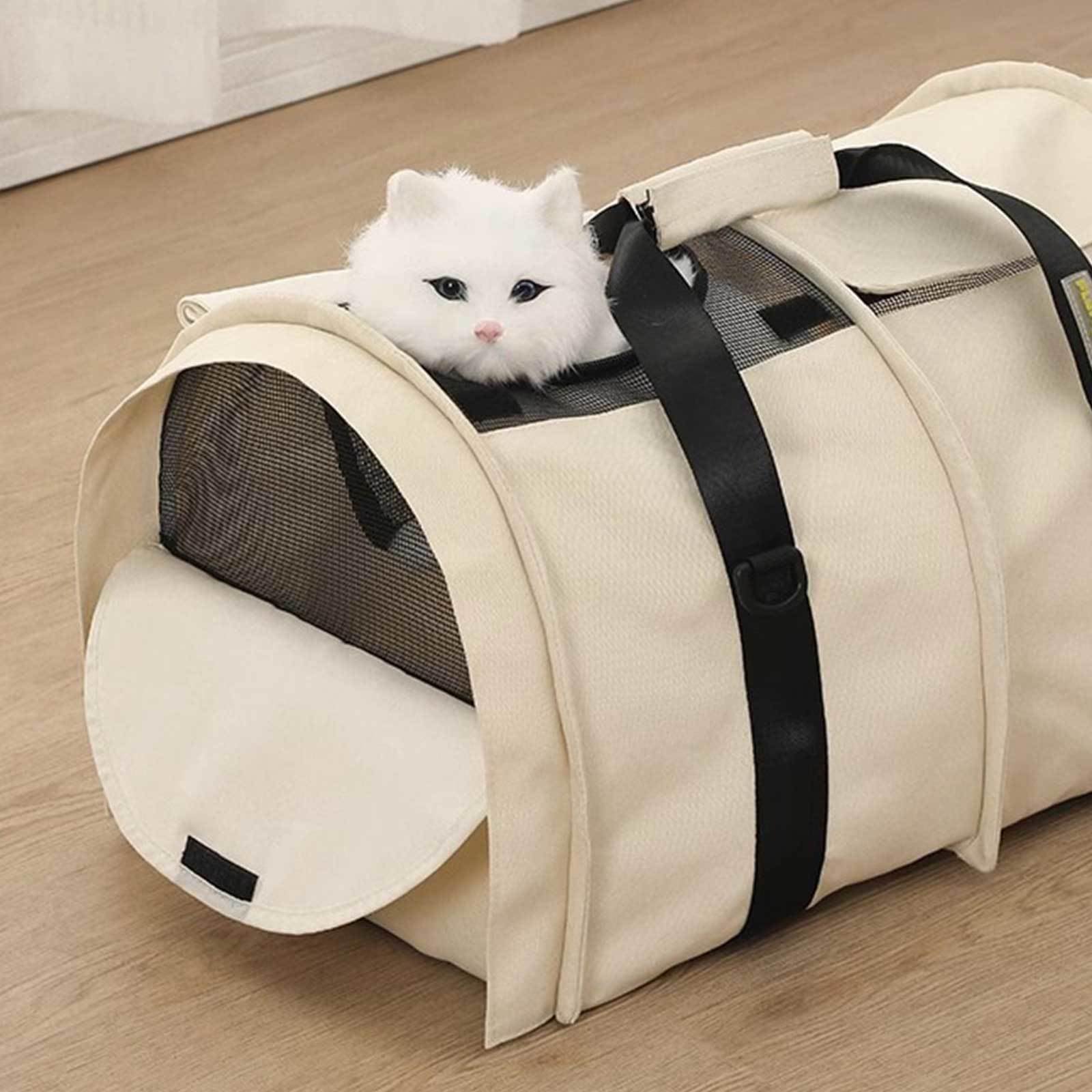 Bolsa de Transporte para Gatos y Perros Bolso Ligero para Mascotas con Lados Suaves Bolsa de Hombro Transpirable para Animales Pequeños, Conejos, Cachorros y Gatitos de hasta 10 LB,Beige