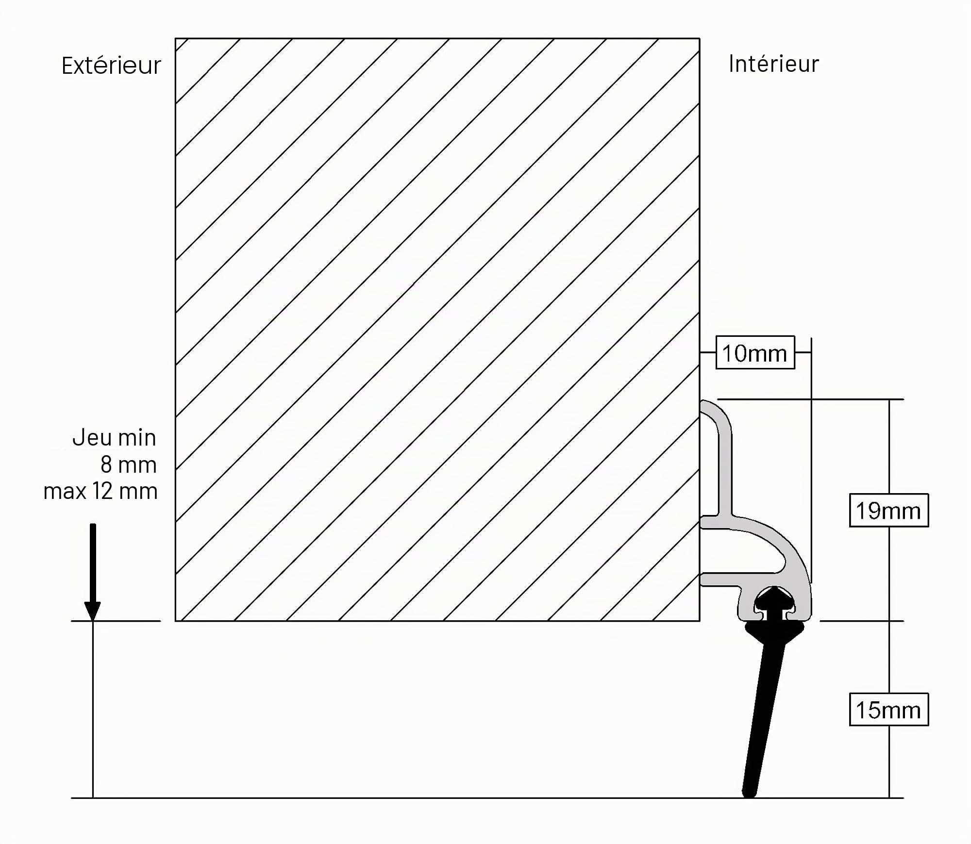 STORMGUARD BDS 03AM0050838A Lot de 2 joints d'étanchéité en caoutchouc pour bas de porte Aluminium 838 mm