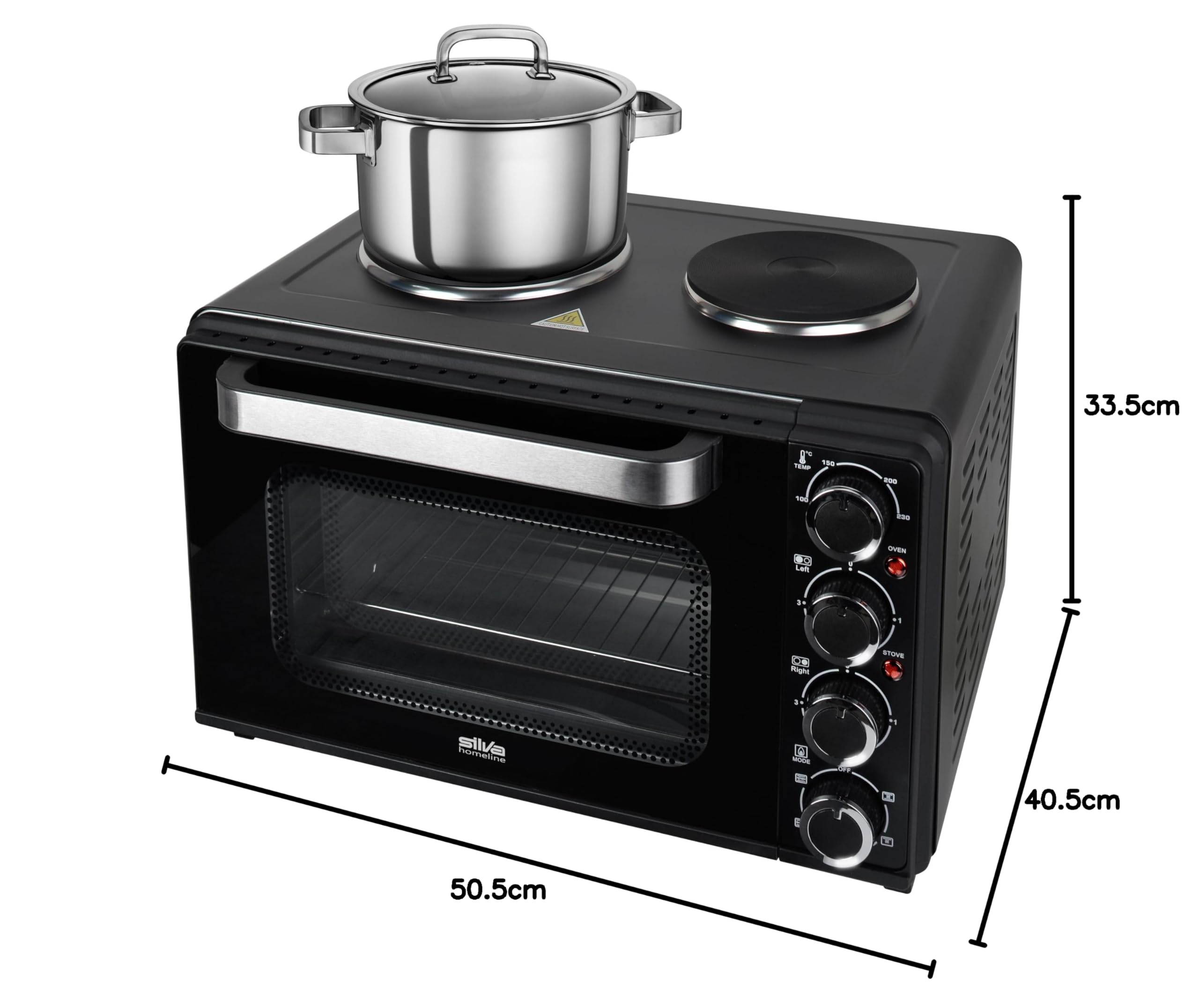 Silva Schneider Kleinküche KK 3200 3200 W chaleur tournante 30 L tube 1600 W 2 plaques cuisson pierre à pizza