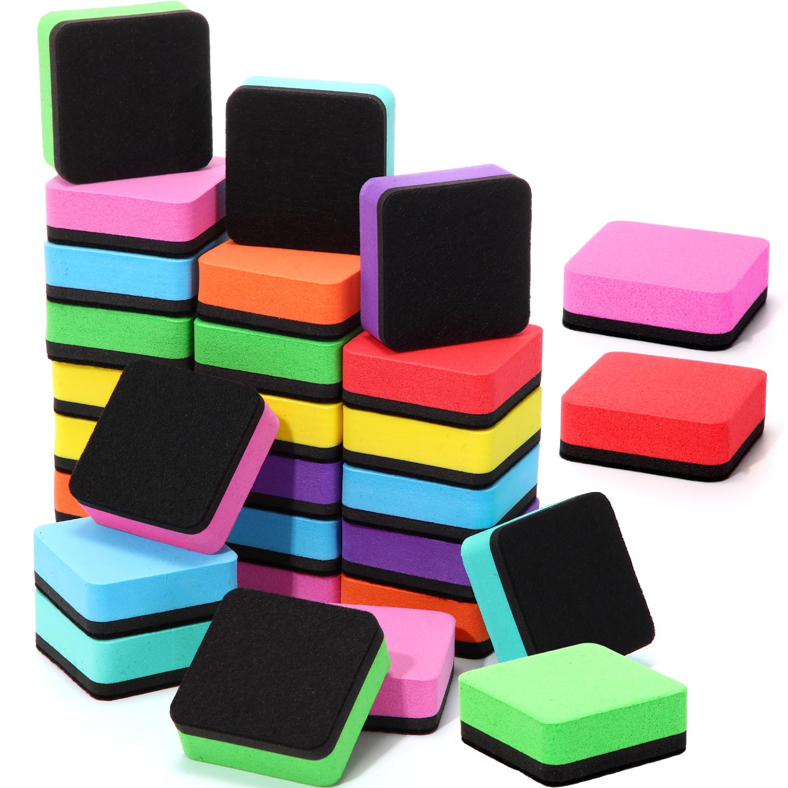 Outus 30 Pcs 8 Colors White Board Erasers Bulk Magnetic Dry Erase Erasers Assorted Color Dry Eraser Magnetic Dry Erase Board Erasers for Students