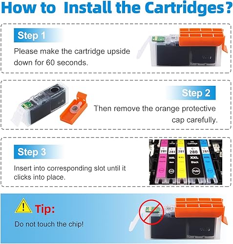 Miniatura 4 de EXCERCUS CLI-281 Cartucho de tinta cian de repuesto para Canon CLI-281XXL 281XXL 281 cian uso para Canon PIXMA TS6320 TR7520 TS8120 TS8320 TR8520