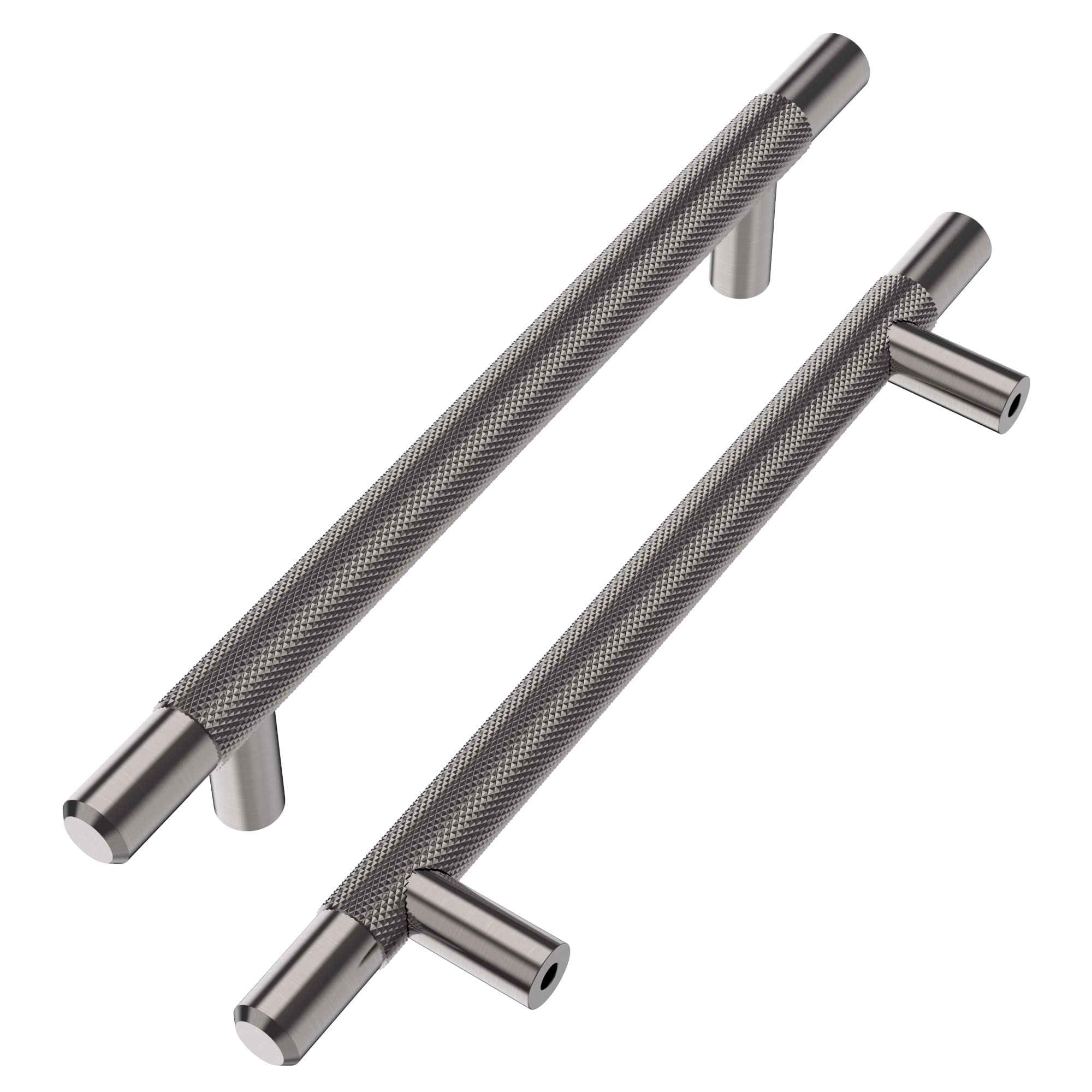 Alzassbg10 Pack Black Nickel Cabinet Pulls, 5 Inch(128mm) Hole Centers Cabinet Handles Kitchen Hardware Knurled T Bar European Style Drawer Handle Pull AL3015AS