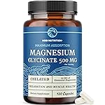 Magnesium Glycinate 500mg | High Absorption | Chelated for Muscle Relaxation, Bones, Heart, Nerve, Sleep & Calm Support for Women & Men | Magnesium Chelate Supplement & Bisglycinate Complex | 120ct