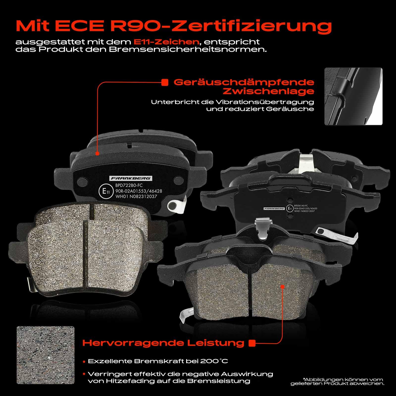 Frankberg Bremsensatz inkl. 4x Bremsscheiben + 8x Bremsbeläge Vorne Hinten Kompatibel mit Adam M13 Corsa E X15 Corsa E Kasten/Schrägheck X15 Replace# 93192578, 93179708