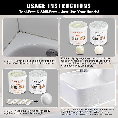 Miniatura 5 de Arcilla epoxi esculpir 2.2 libras, compuesto de modelado de 2 partes (A y B) de arcillas epoxi para esculpir, modelar, construir y reparar, masilla