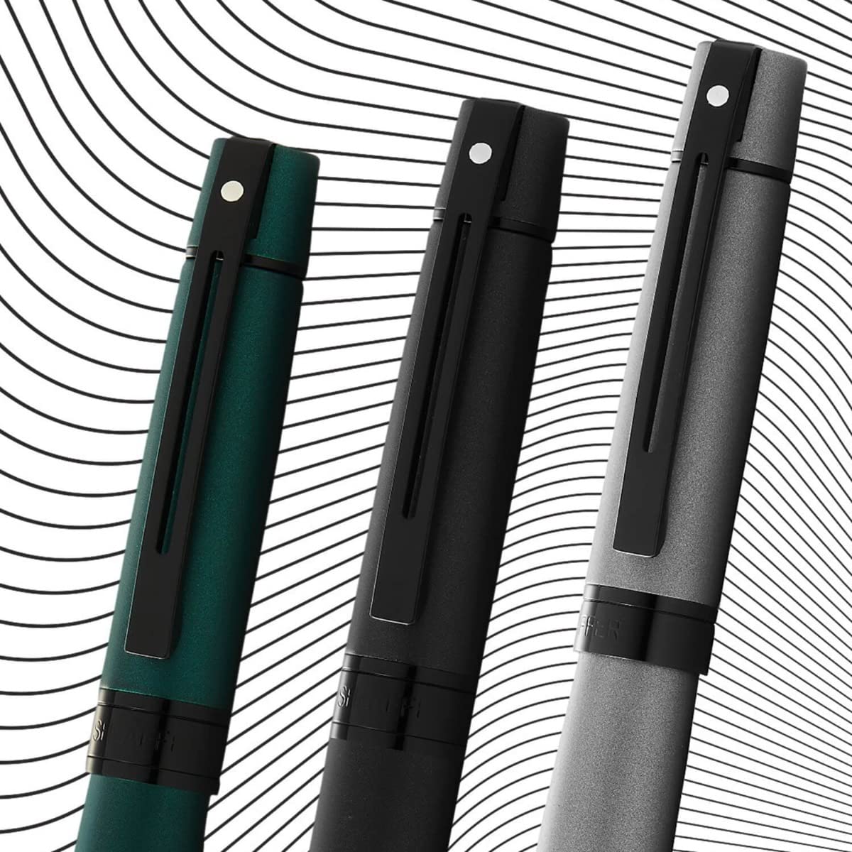 Sheaffer 300 Matt Grey Medium Nib Fountain Pens + 2 Ink Cartridges + Piston Converter + Luxury Gift Box - Image 3