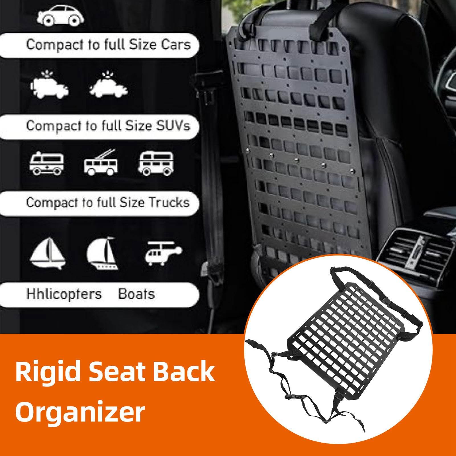 aqxreight Panel MOLLE Rígido Para Vehículo 43x33cm Organizador Trasero Del Asiento Universal Compatible Con Autos Camionetas Y Pickups Diseño Modular Espacioso Y Duradero