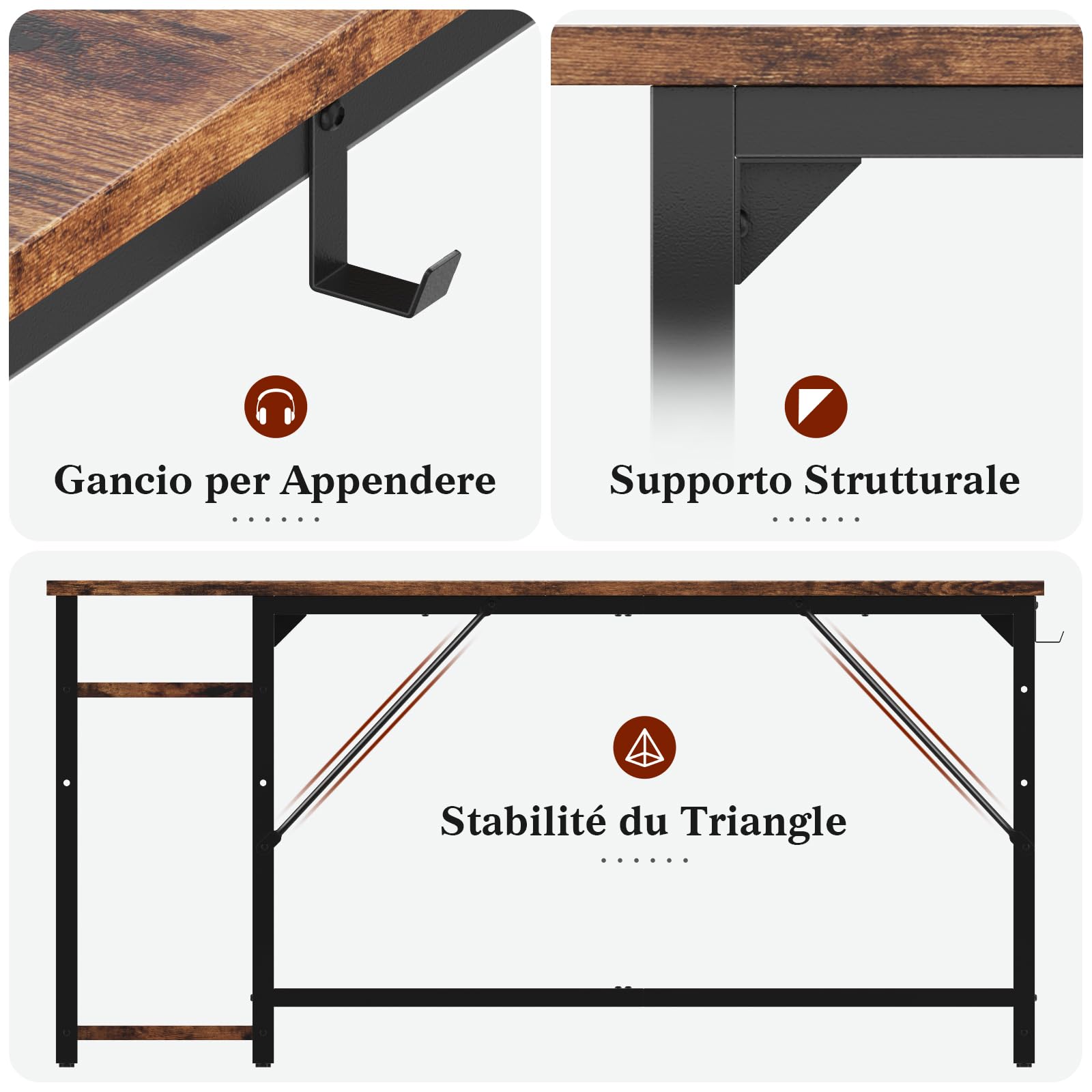 JUMMICO Scrivania 120 x 50 cm, Scrivania per Computer Scrittoio con 2 Ripiani a Sinistra o Destra, Separatore Regolabile, Tavolo da Lavoro Piano di Lavoro, Adatta per l'ufficio o il Soggiorno