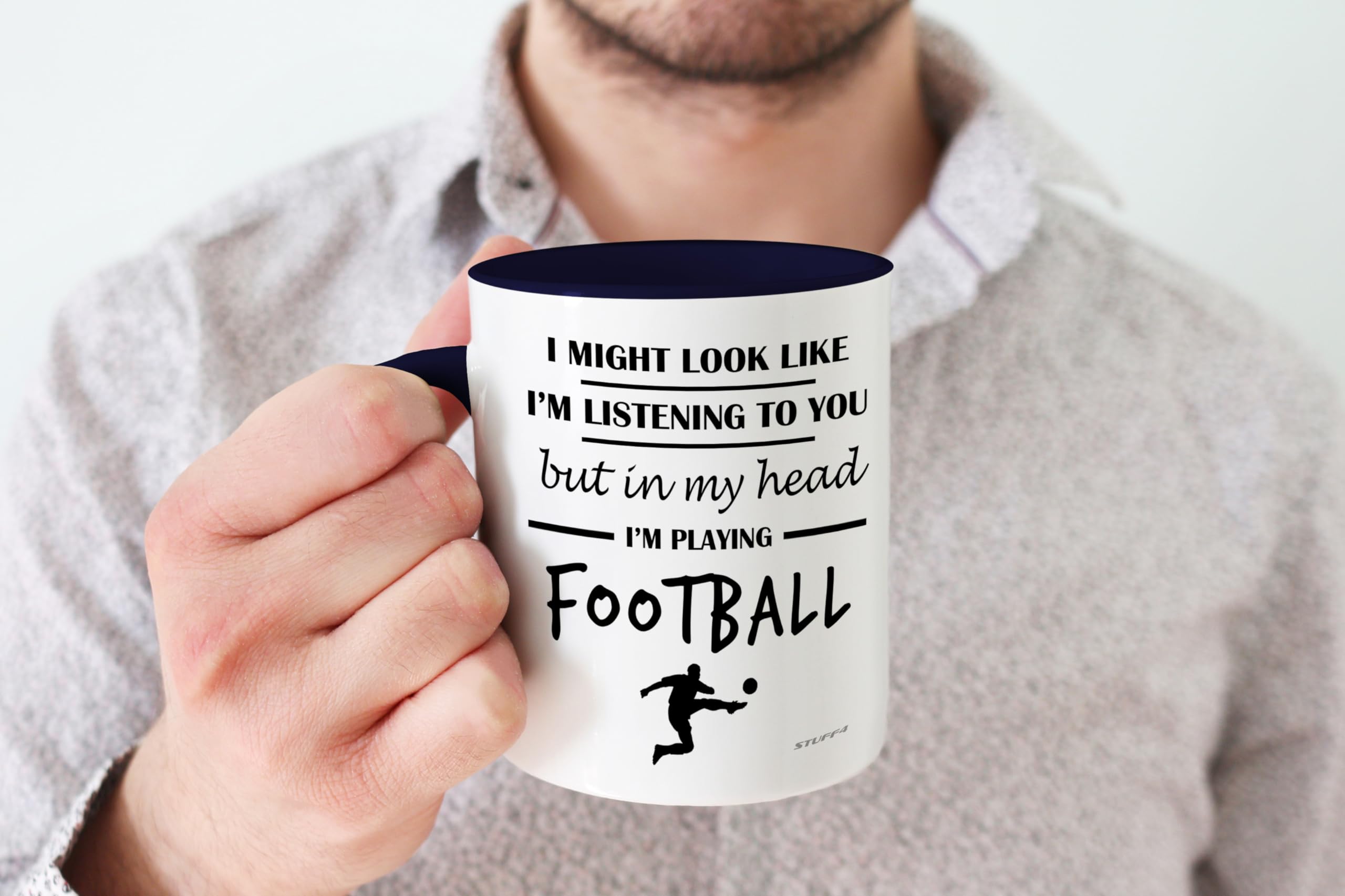 Stuff4 Football Gifts, in My Head I'm Playing Football Mug, Funny Gift for Footy Players Footie Lover Presents - Image 4