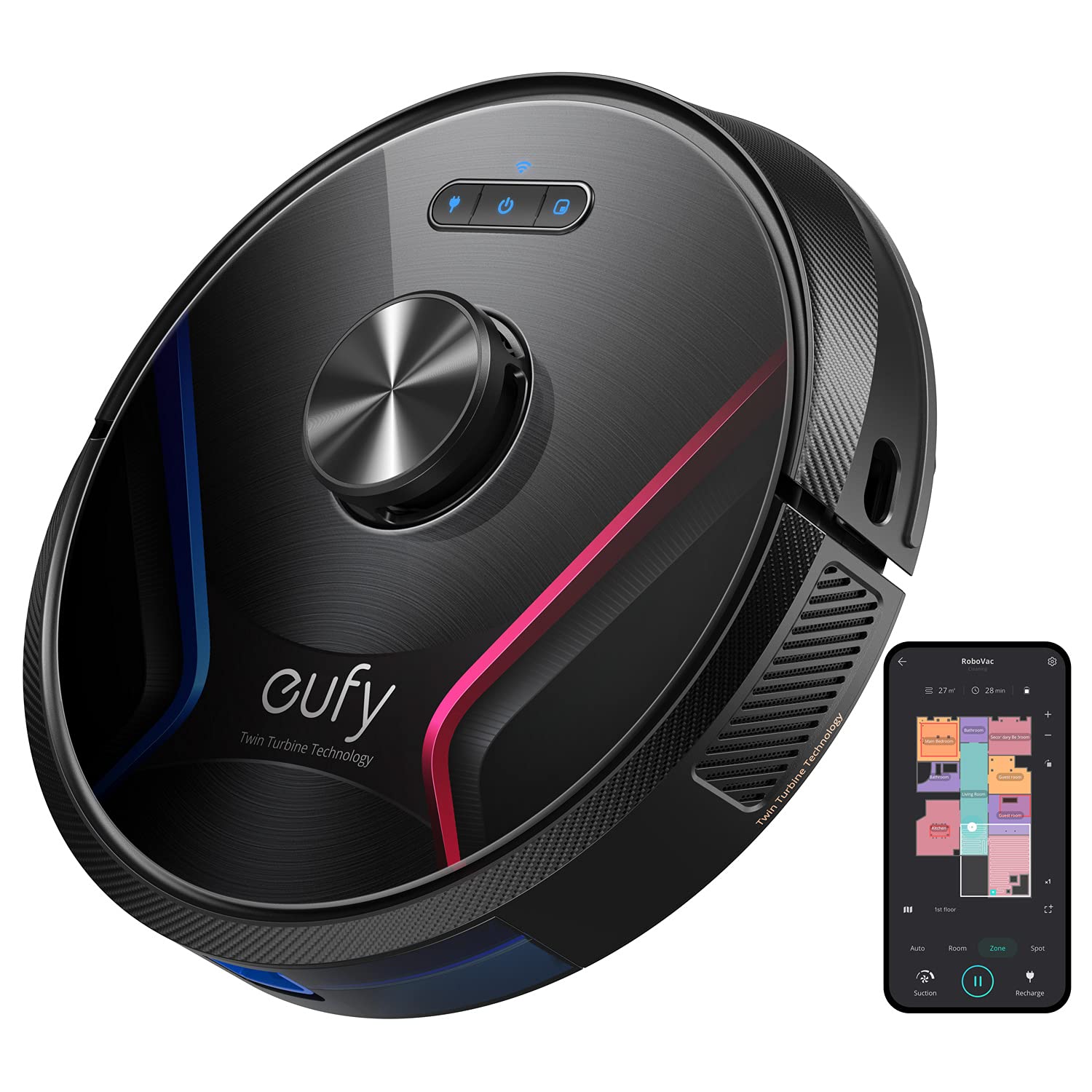 eufy RoboVac X8 Robot Vacuum Cleaner with iPath Laser Navigation, Twin-Turbine Technology Generates 2x 2000 Pa Suction, AI. Map 2.0 Technology, Wi-Fi, Perfect for Pet Owner