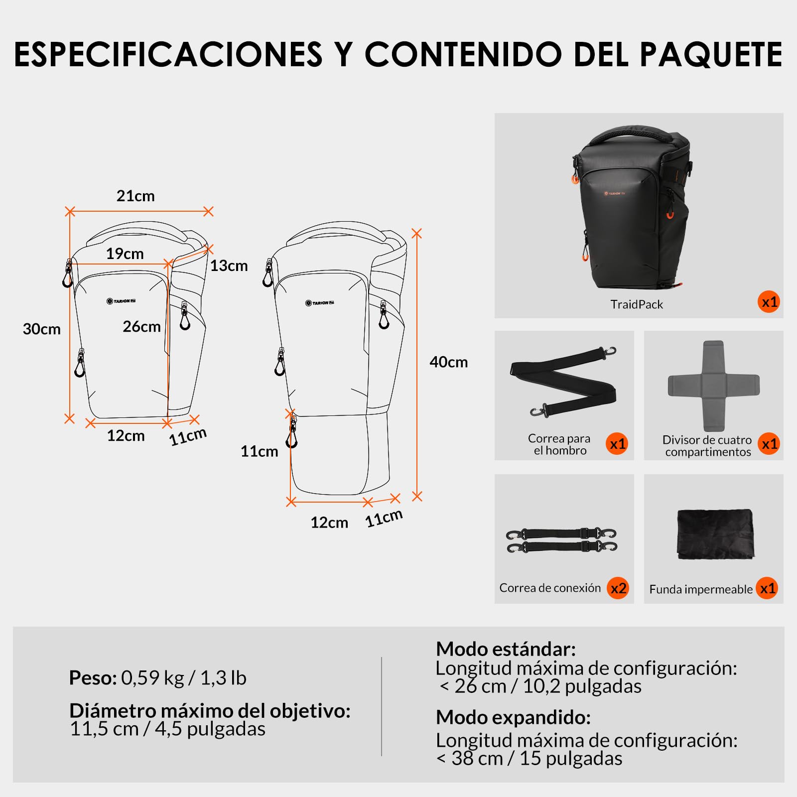 TARION Funda para cámara réflex Digital, pequeña con Capacidad Ampliable, Resistente al Agua, para cámara réflex Digital, SLR