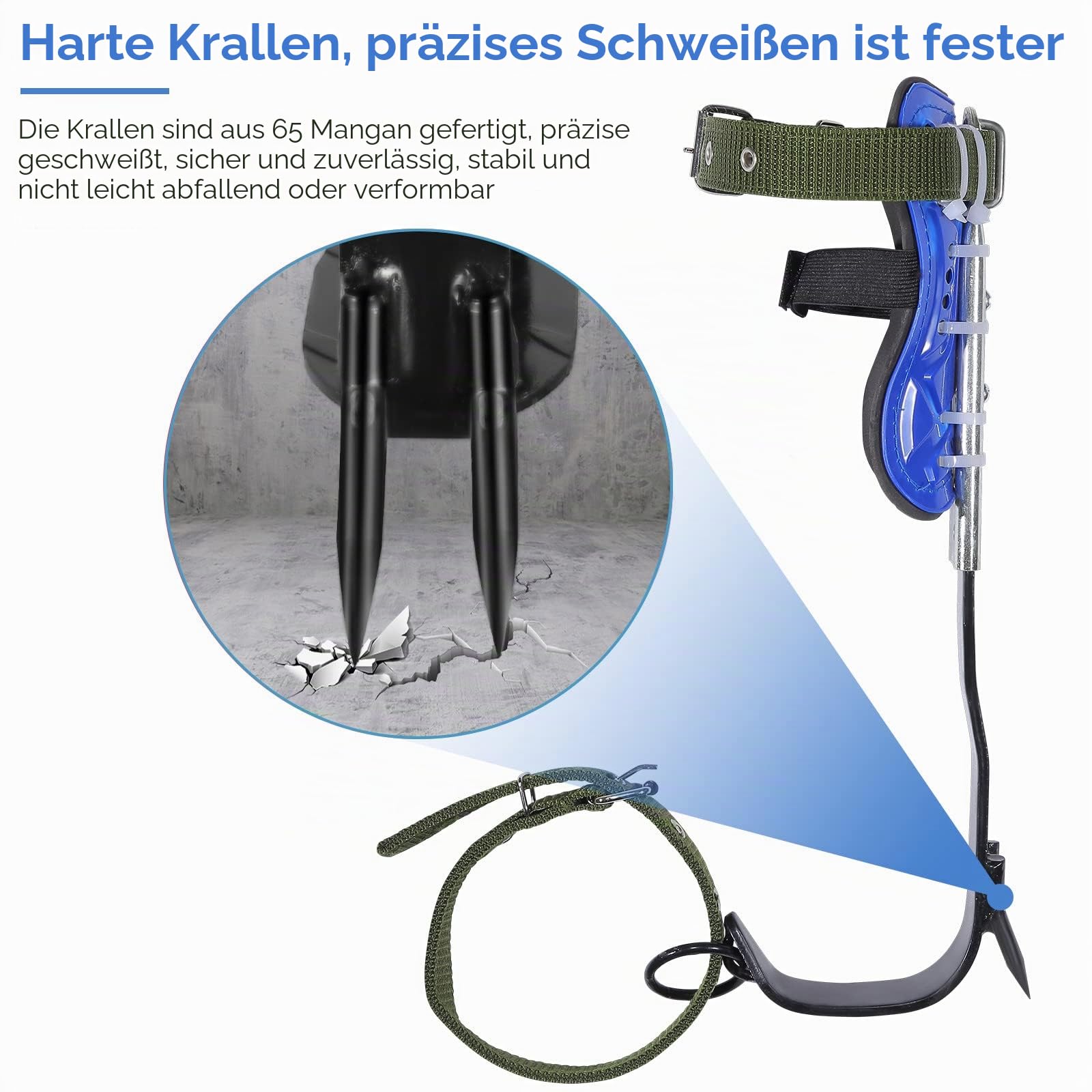 Baumkletterbaumspikes Tree Climbing Tree Spikes mit 2 Zahnrädern und 5-Punkt-Sicherheitsgurten, Klettern von Bäumen Steigeisen Tree Climber Set Verstellbare Wadenhöhe