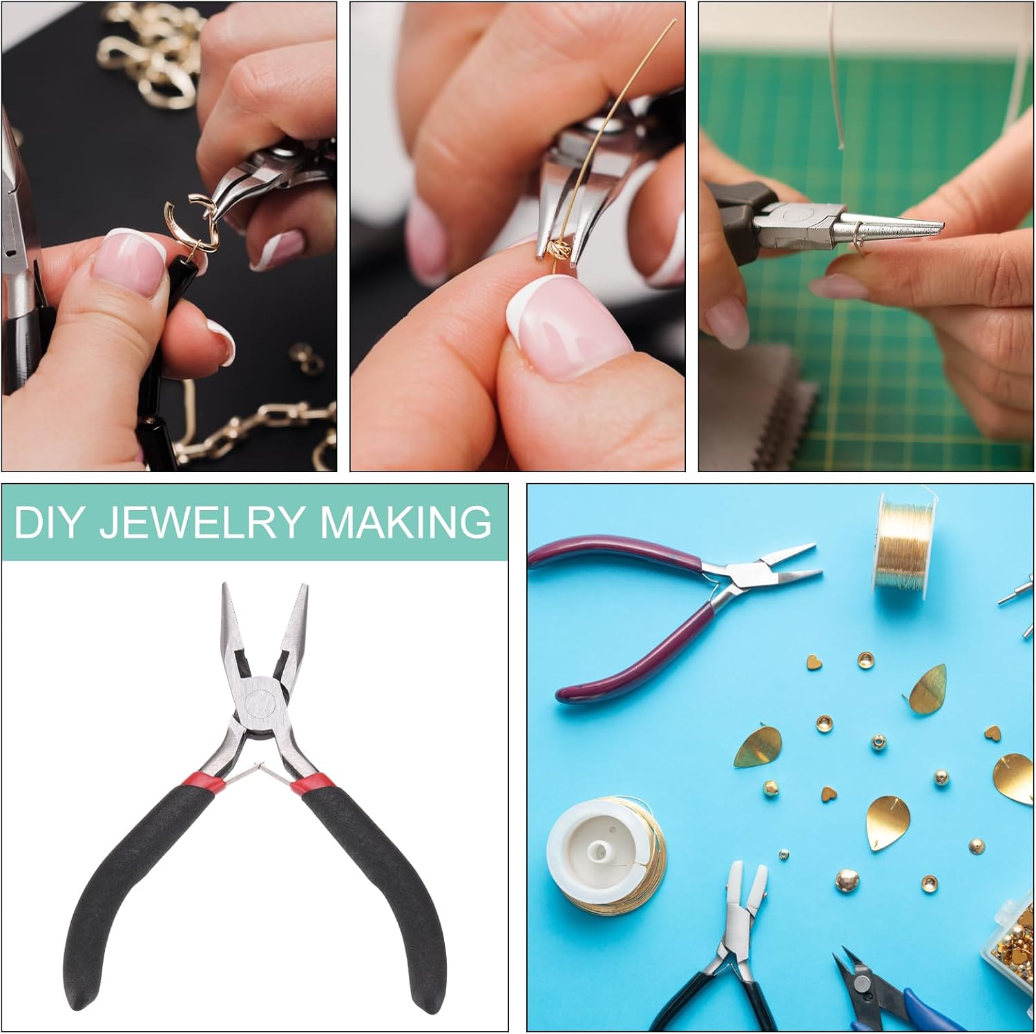 HARFINGTON End Cutting Pliers 4.5" Mini End Nipper Jewelry Pliers with Non-slip PVC Handle for Beading Jewelry Making Wire Wrapping DIY Craft Hobby - Image 6