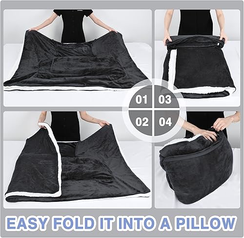 Miniatura 3 de Catalonia Classic Manta de forro polar Sherpa con mangas, súper suave, cálida y acogedora, manta portátil de viaje, regalo para mujeres, hombres y