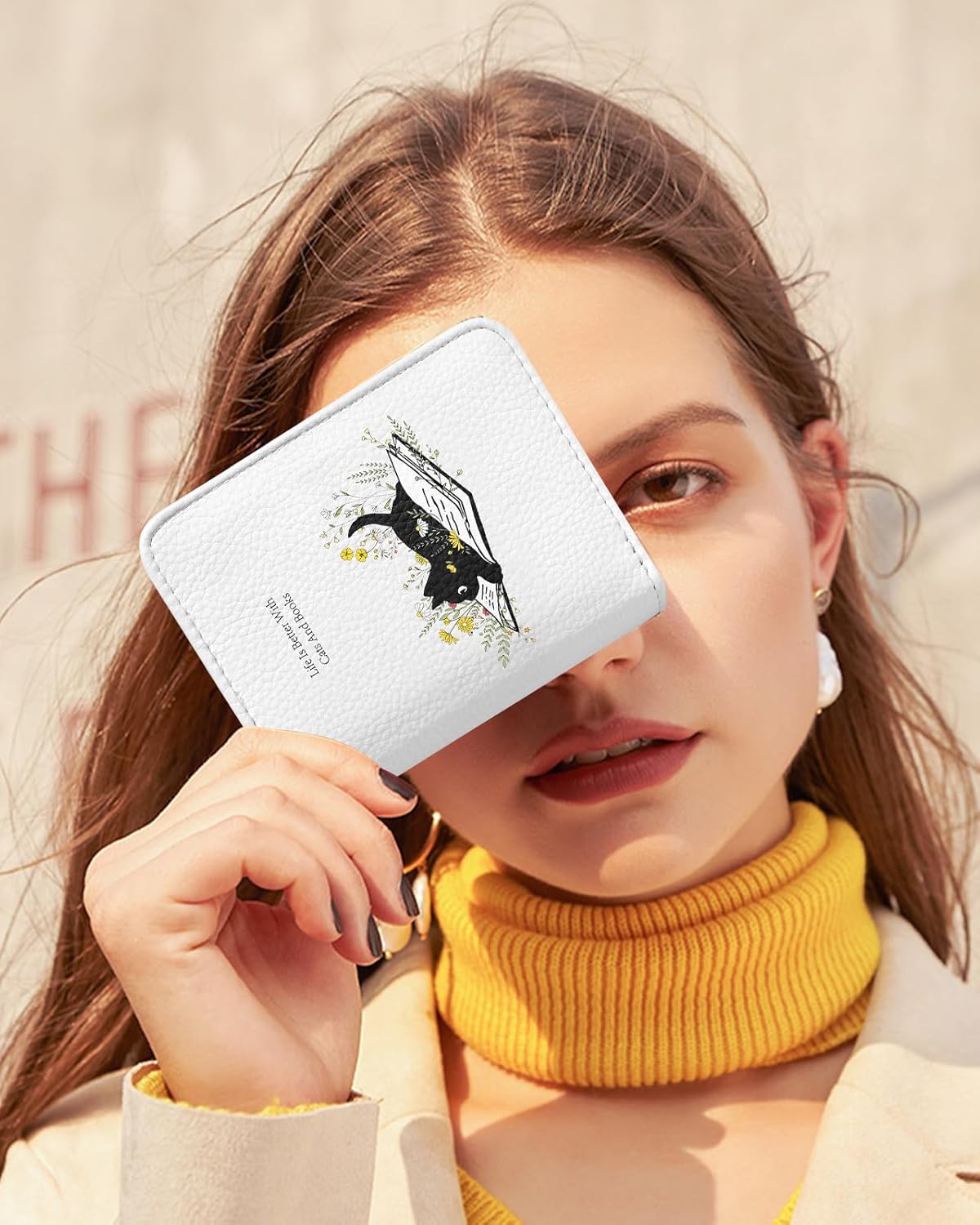 Bistup Credit Card Holder Wallet for Women - Cute Leather Ladies Teen Girls Female Cardholder Wallets Accordion Purse Small Medium Aesthetic Print Cat Unique Modern Rfid Zipper Around - Image 6