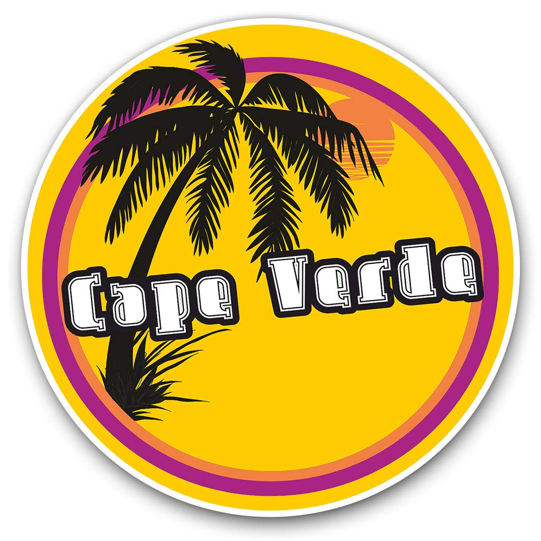 Destination Vinyl Ltd Cape Verde Sunset Travel Stamp 7129 Vinyl Stickers (Set Of 2) 7.5Cm - Cape Verde Sunset Travel Stamp #7129