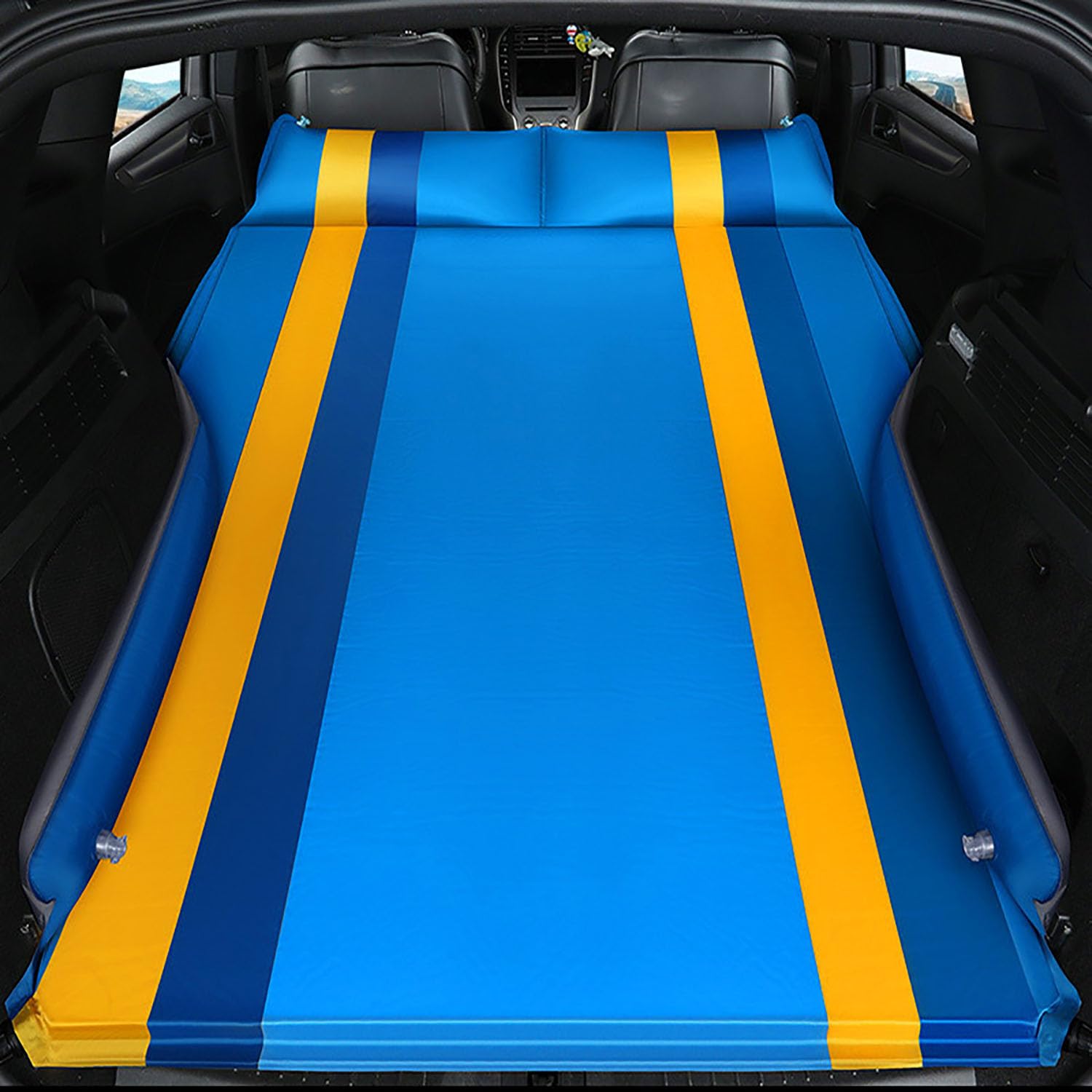 Materasso Gonfiabile per Auto per Evoque Defender 90 110 Discovery 3 4 5 Freelander 2 Range Rover,Materassino Floccata Portatile Pieghevole Letto Aria Multifunzionale Airbed,D-Blue-Yellow