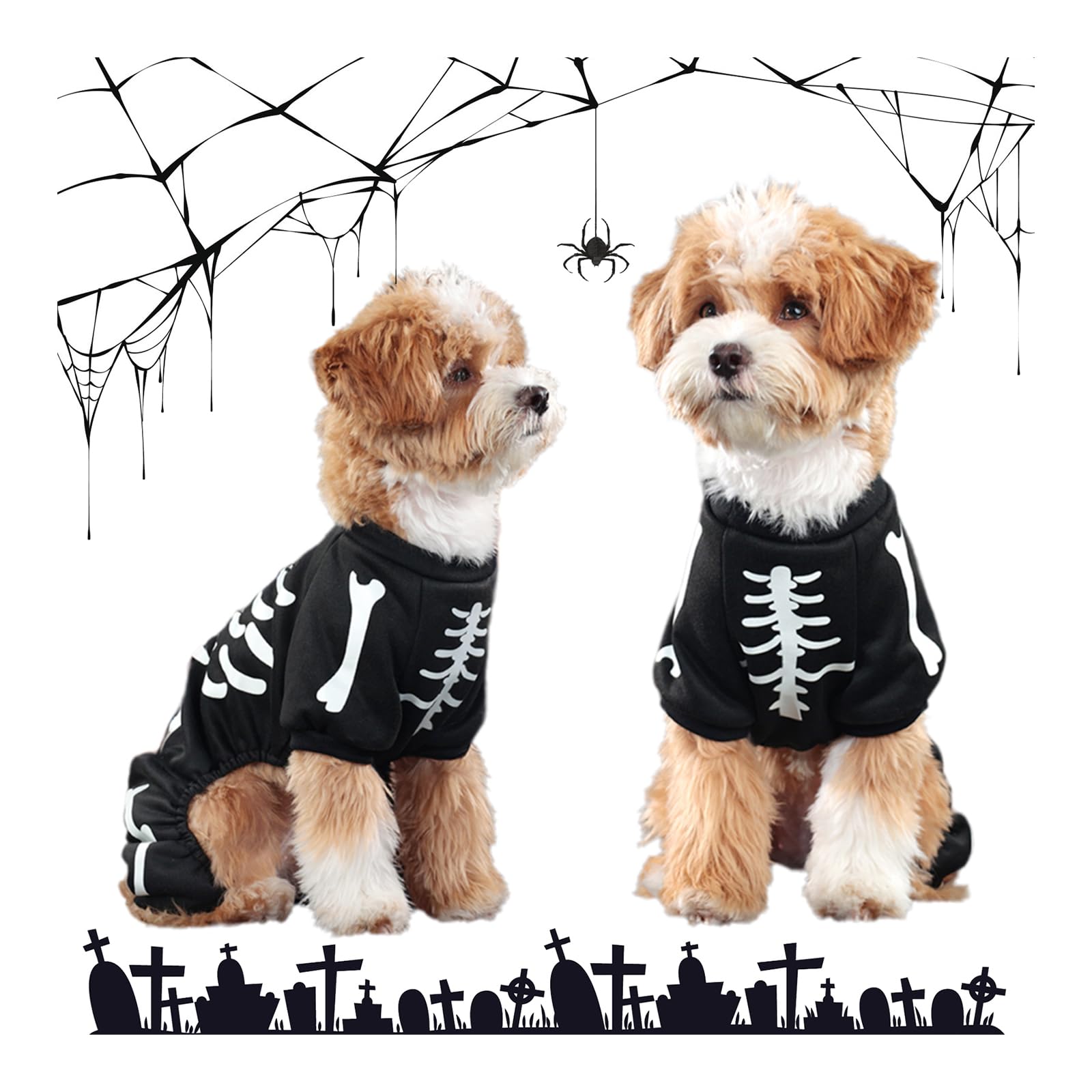 Halloween Hundekostüm Spinne/Skelett - Party Outfit Für Haustiere