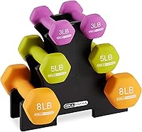 HolaHatha Neoprene Dumbbell Set with Rack: 3-20lb Pairs in Pastel for Home Gym Toning & Strength Training