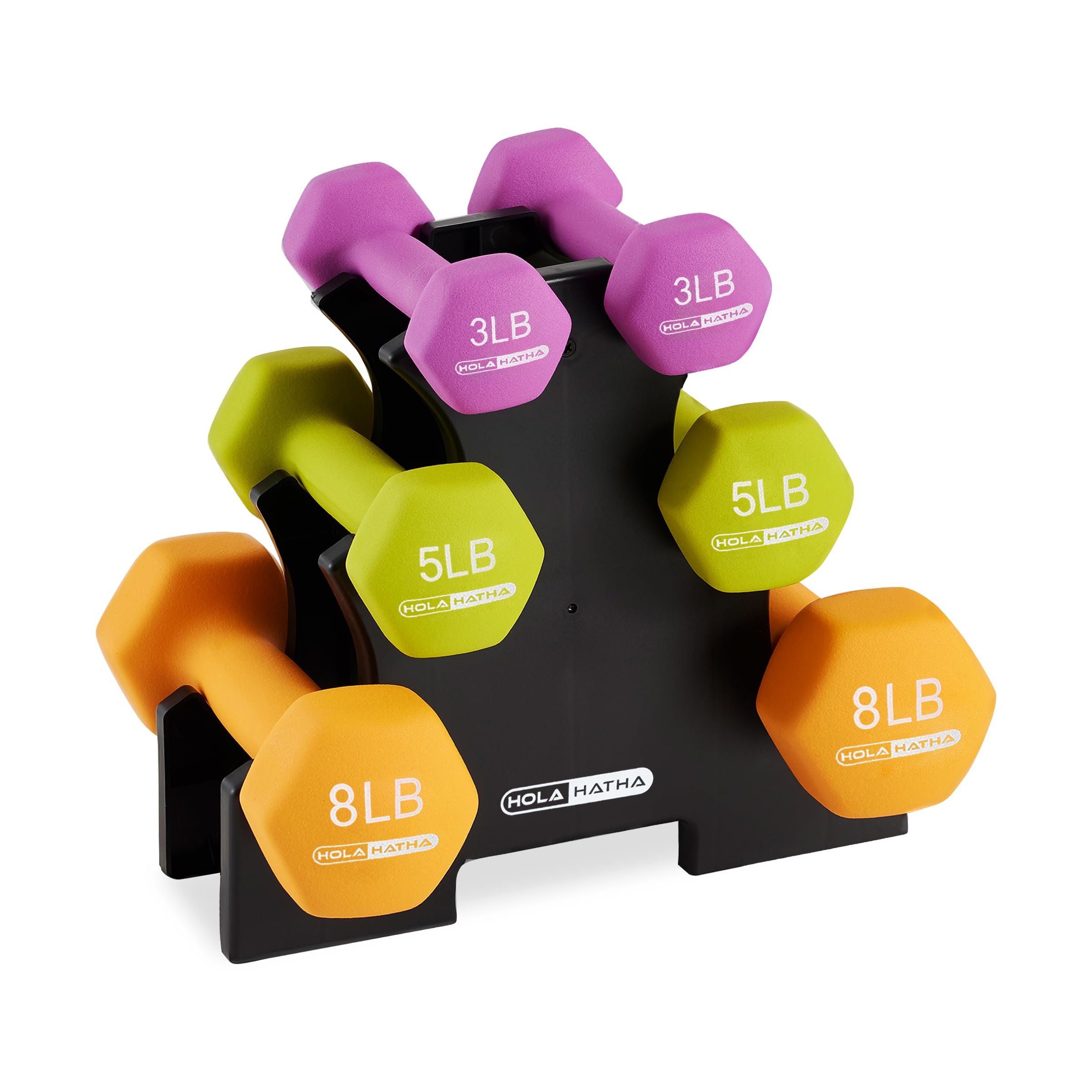 HolaHatha Set Manubri In Neoprene Con Supporto, 3 Coppie (0.9+1.4+2.3 Kg) Per Fitness E Palestra