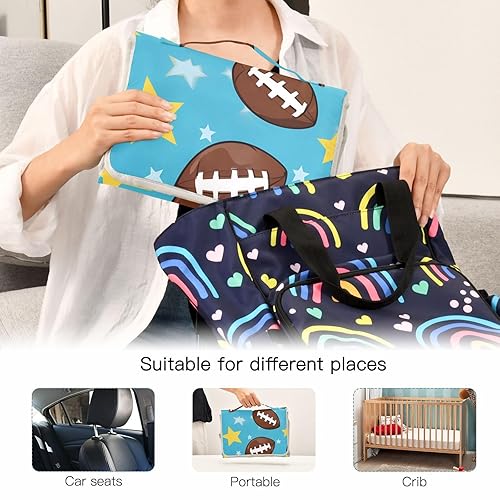Miniatura 5 de Footballs Portable Changing Pad with Built-in Pillow, Waterproof Foldable Baby Diaper Changing Pads, Diaper Mat for Boys and Girls
