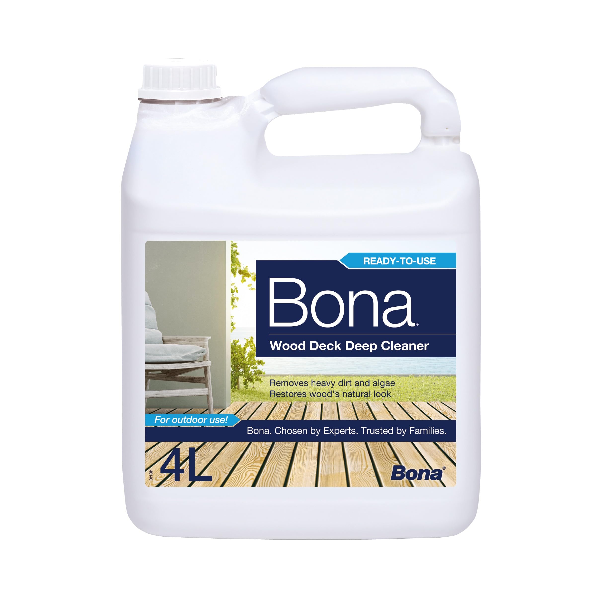 Bona Wood Deck Cleaner Moss Remover for Wooden Decking, Heavy Duty Outdoor Timber Deep Cleaner, Decking Reviver Pre Treatment Before Oiling, 4L