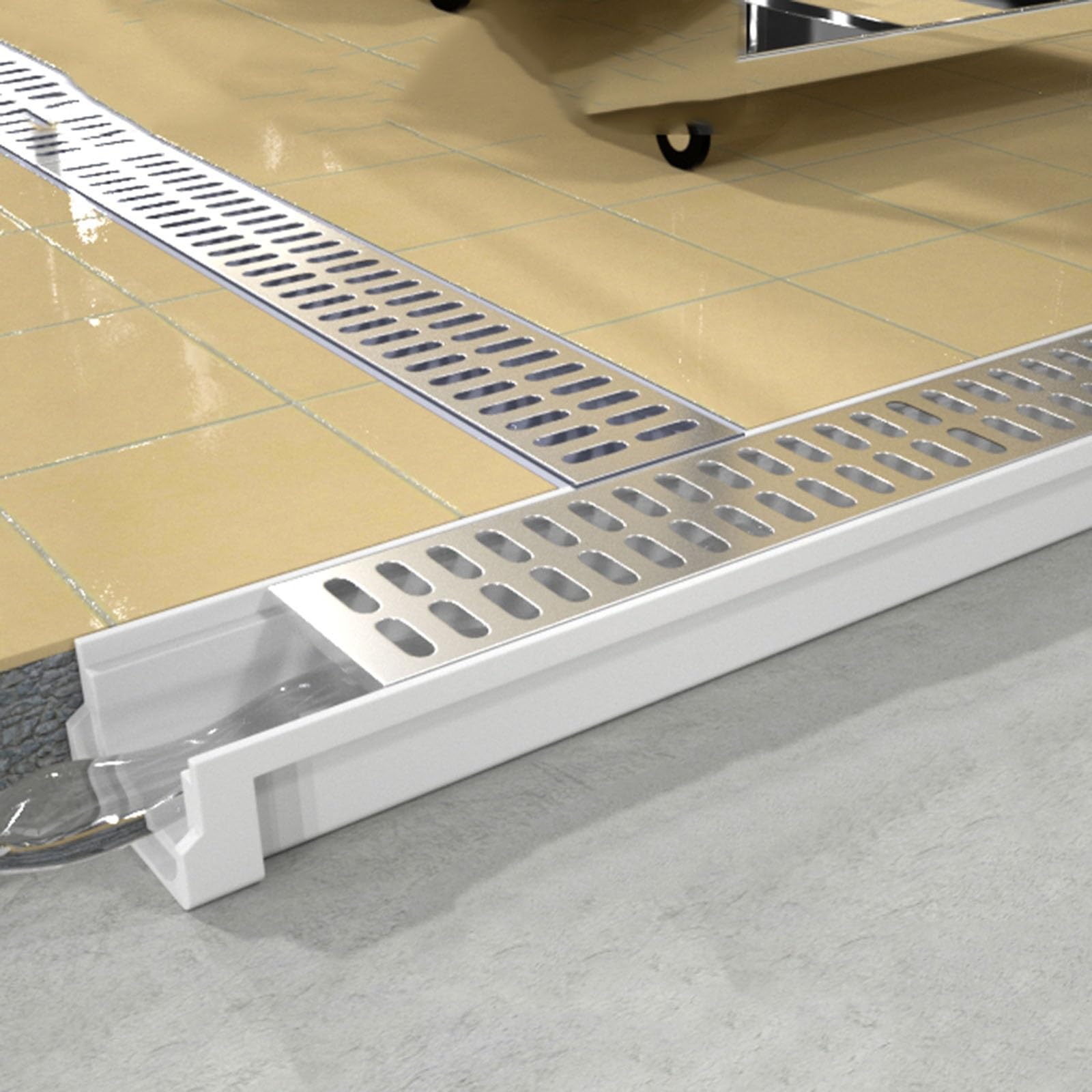 WQPMNYG 60cm Trench Drain Grate Kit - Outdoor Drainage System for Yard, Garden, Deck & Porch, Includes Stainless Steel Cover & Catch Basin (23.6"x3.9"x3.9") - Prevent Flooding & Improve Water Flow
