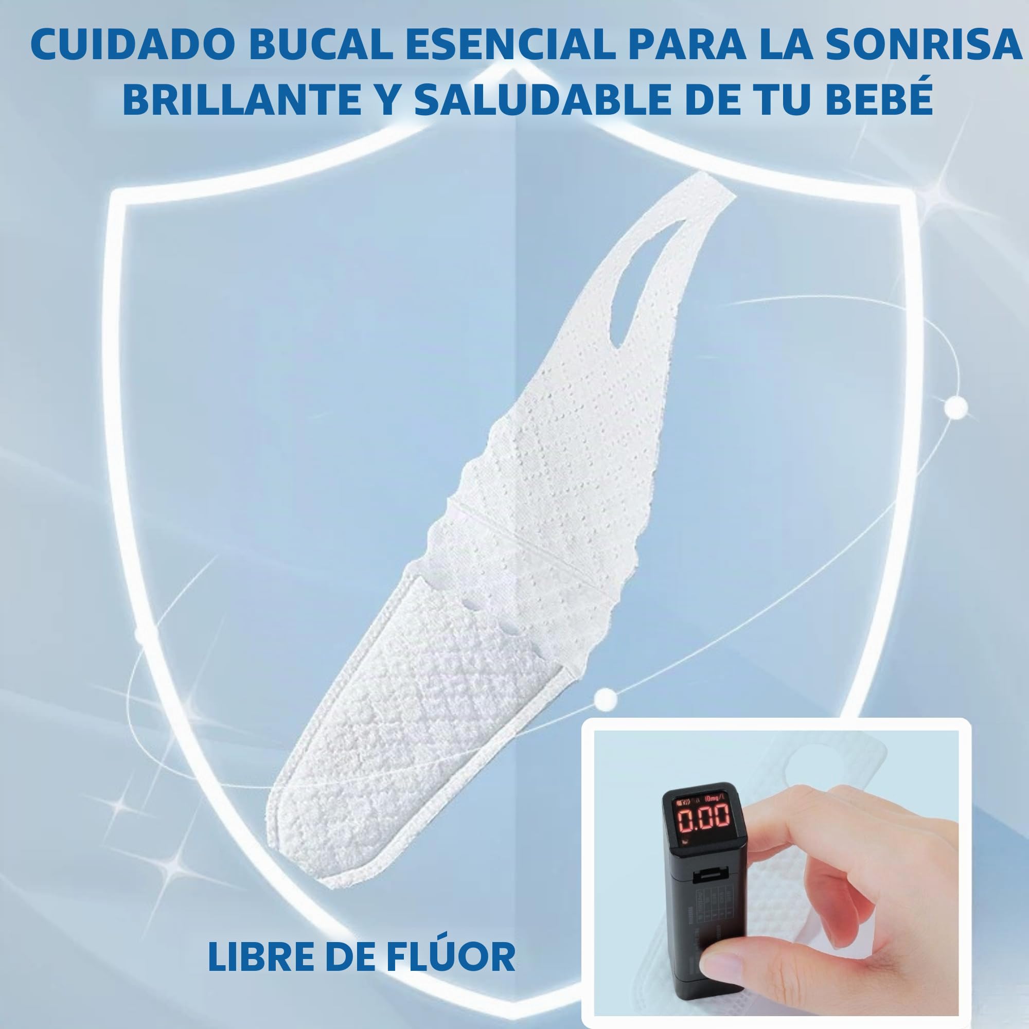 50 toallitas dentales para dedos orales para bebés, limpiador oral para bebés, adecuadas de 0 a 24 meses, limpia suavemente la boca, las encías y la lengua de tu bebé, envueltas