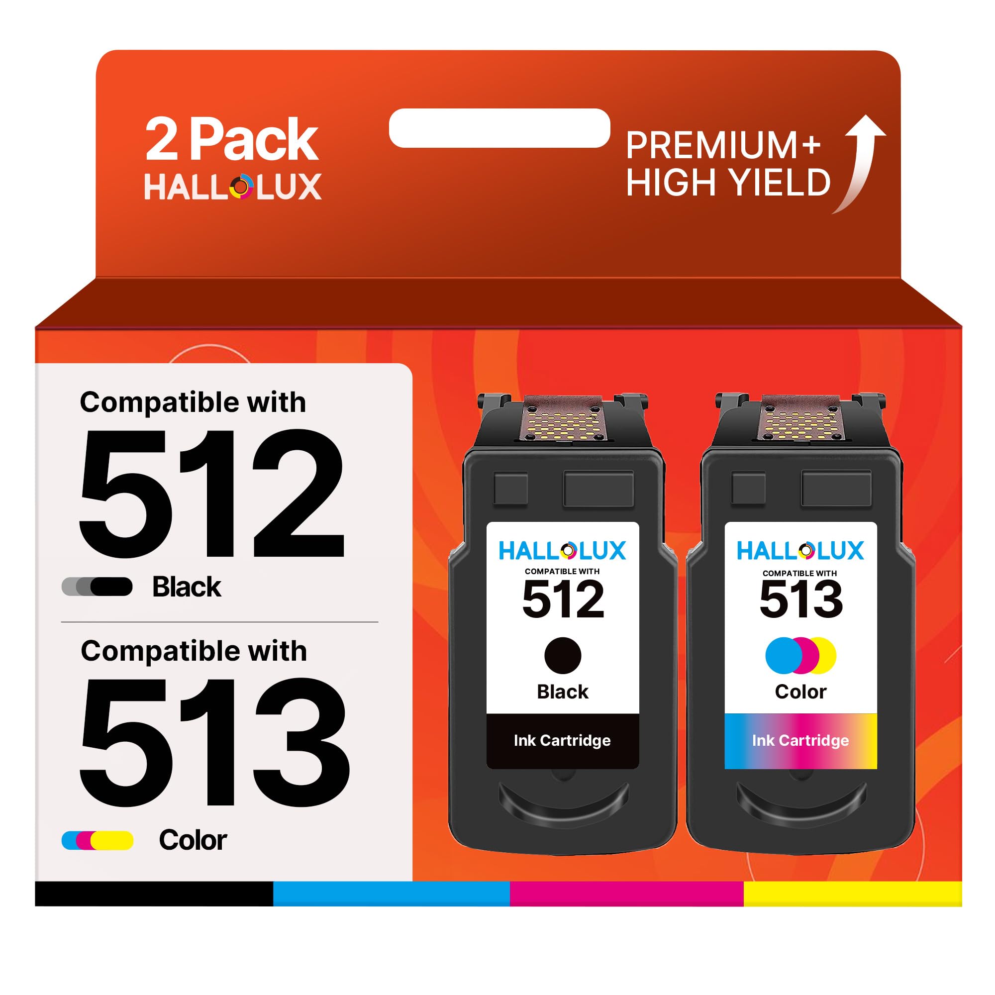 HALLOLUX PG-512XL CL-513XL Cartucce Sostituzione per Canon 512 513 XL per Pixma iP2700 MP230 MP240 MP250 MP280 MP480 MP490 MP495 MX320 MX350 (Nero Tri-Colore, 2-Pack)
