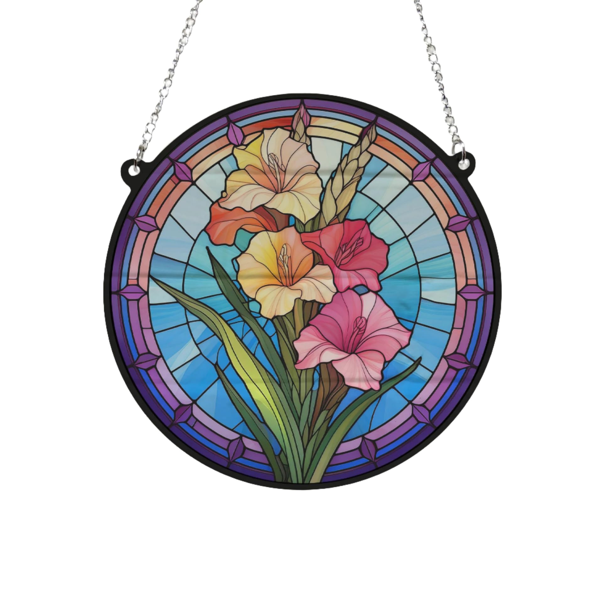 Image Industry Gladiolus Stained Glass Effect Suncatcher - Garden Gift - Flower Lovers - Floral Gifts (13cm)