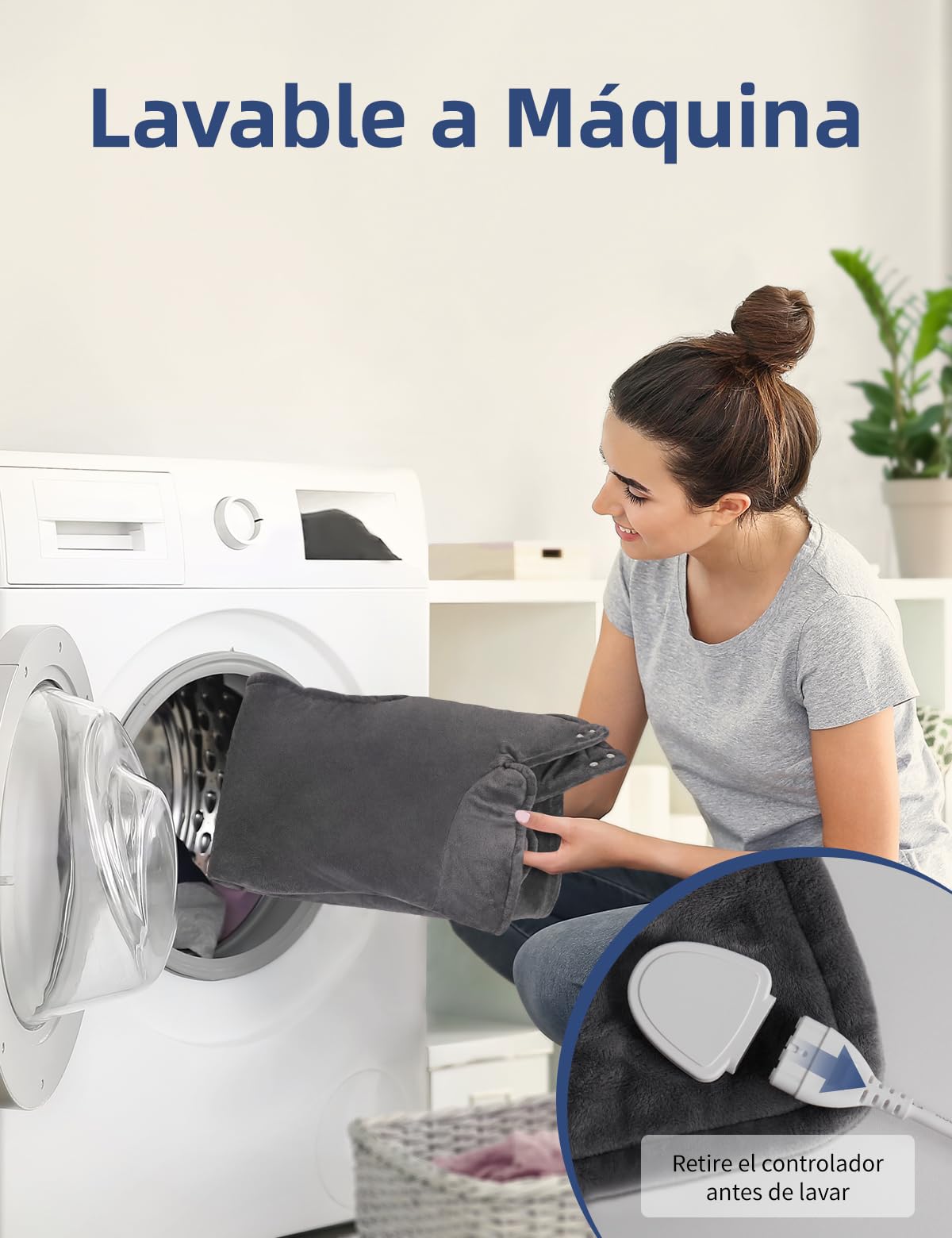 Manta Eléctrica Espalda y Cuello, 80×88 CM Wearable Almohadilla Térmica Eléctrica para Lumbar, Cervical, Hombros, Diseño Con Lastre, 6 Niveles De Temperatura, Apagado Automático de 3 Horas, Lavable