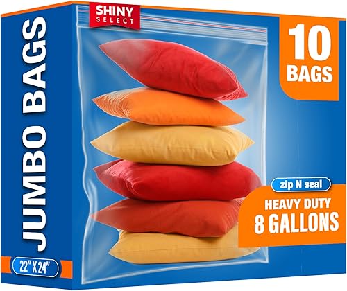 10 unidades Tamaño gigante 8 galones  Gran bolsa resellable con cremallera superior para almacenamiento  Tamaño XL para ropa de temporada, mantas,