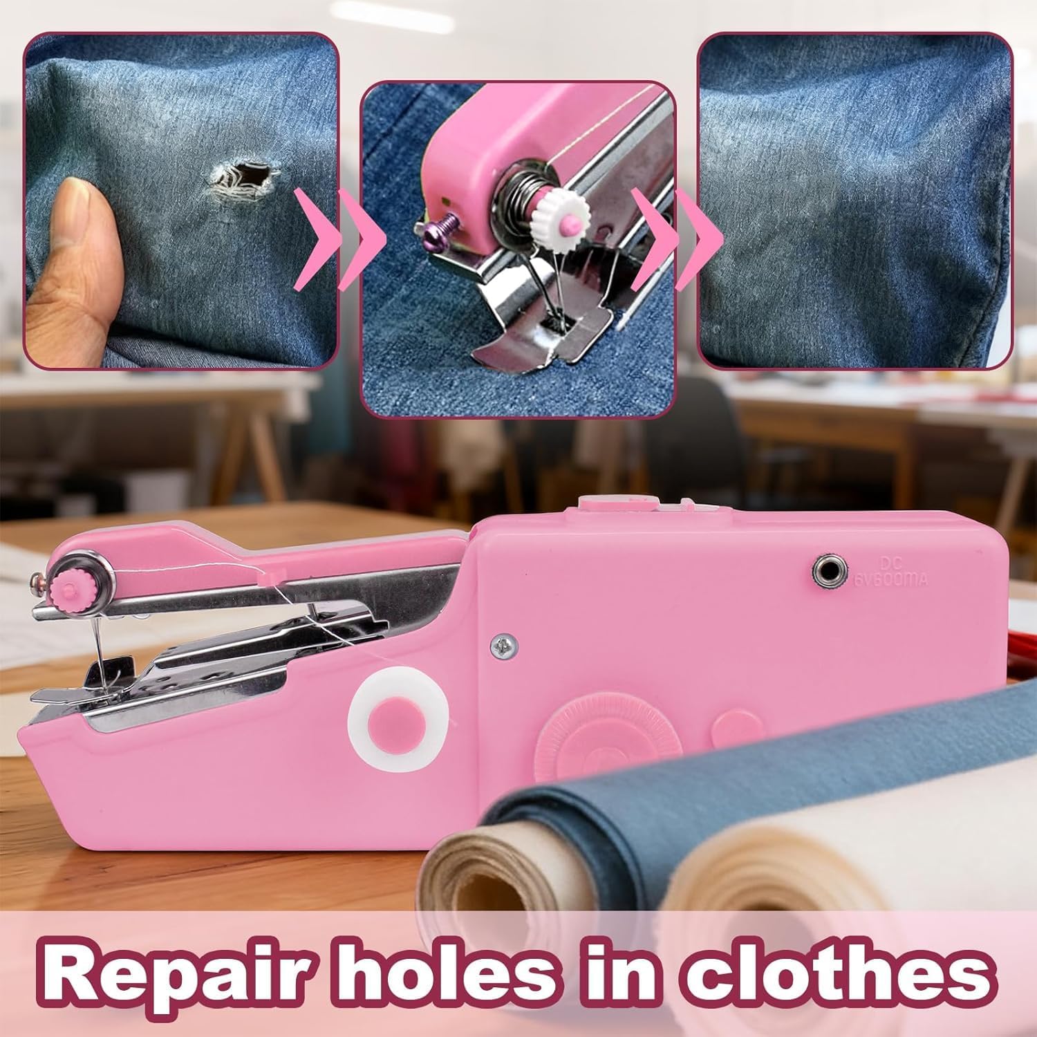 Handheld Sewing Machine, Mini Portable Handheld Sewing Machine, Hand Held Sewing Device, Easy to Use and Fast Stitching for Adults, Beginners, and Quick Home Repairs