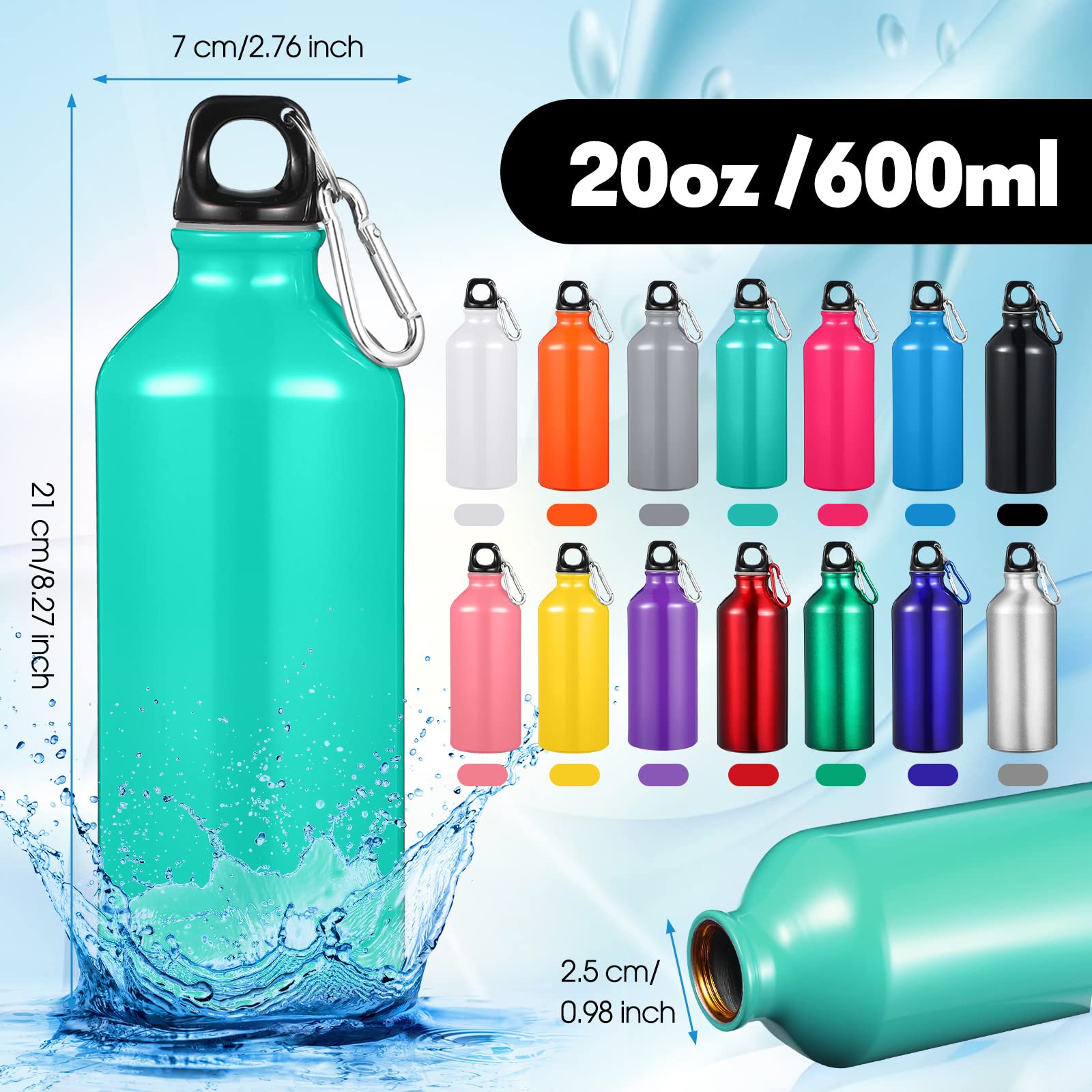 Tanlade Aluminium-Wasserflasche 590 Ml – 24 Stück, Mit Dankesaufdruck, Auslaufsicher