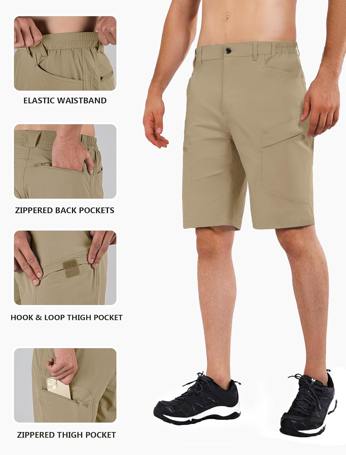 Stlight Men's Hiking Cargo Shorts 8"/10" Quick Dry Lightweight Casual Shorts for Athletic Fishing Golf with Zipper Pockets - Image 4