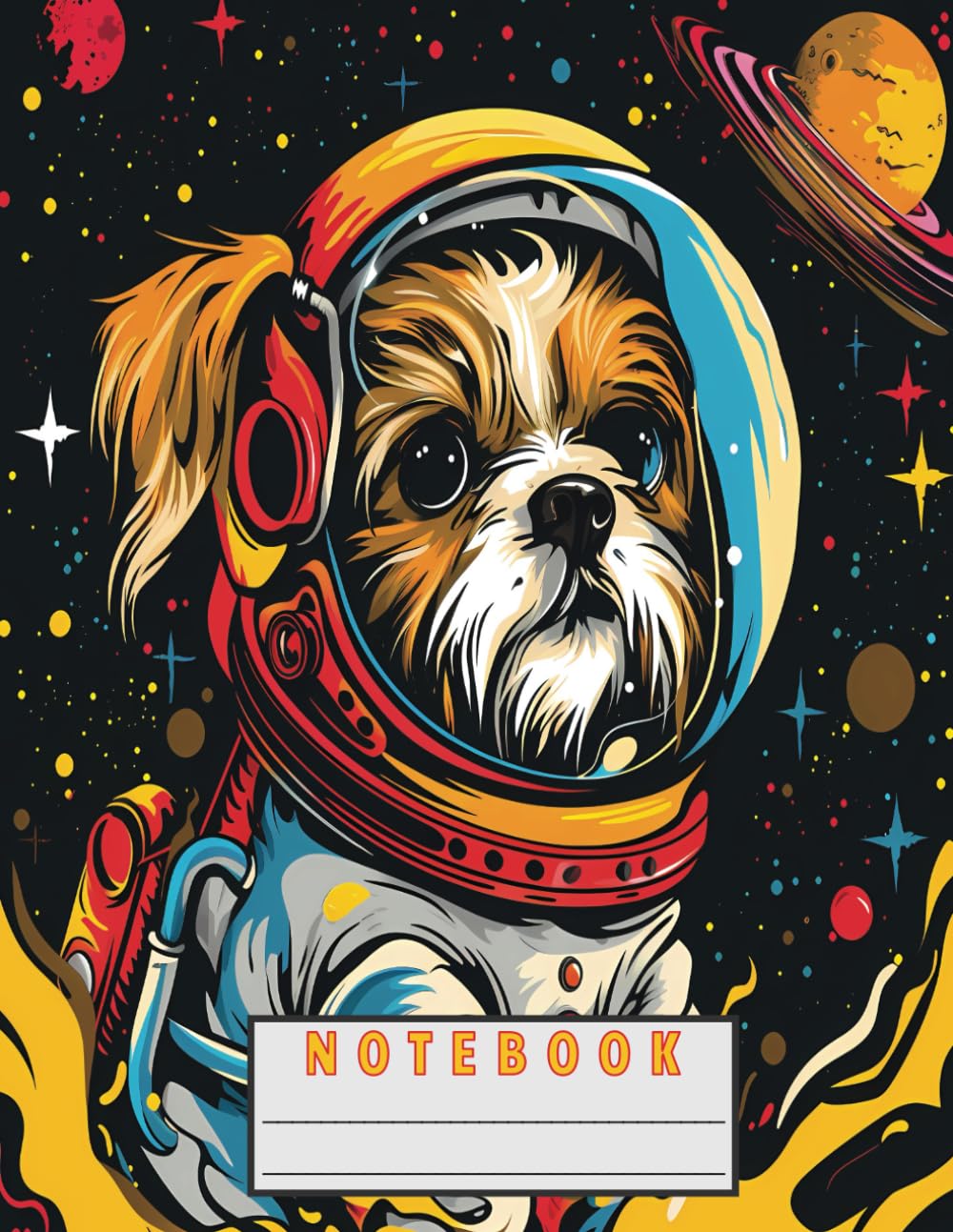 PRIMARY COMPOSITION NOTEBOOK: Dog Astronaut Themed Primary Composition Notebook K-2 and beyond, 120 pages, 6o sheets with Orange Background (DOG ASTRONAUT COMPOSITION NOTEBOOKS)