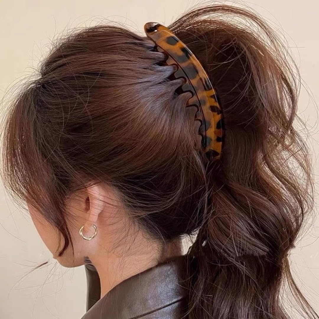 3 Pcs Vintage Banana Hair Clips for Women Elegant High Ponytail Holder Clips Twist Styling Barrettes Premium Hair Clips for Thick Hair Strong Grip-A