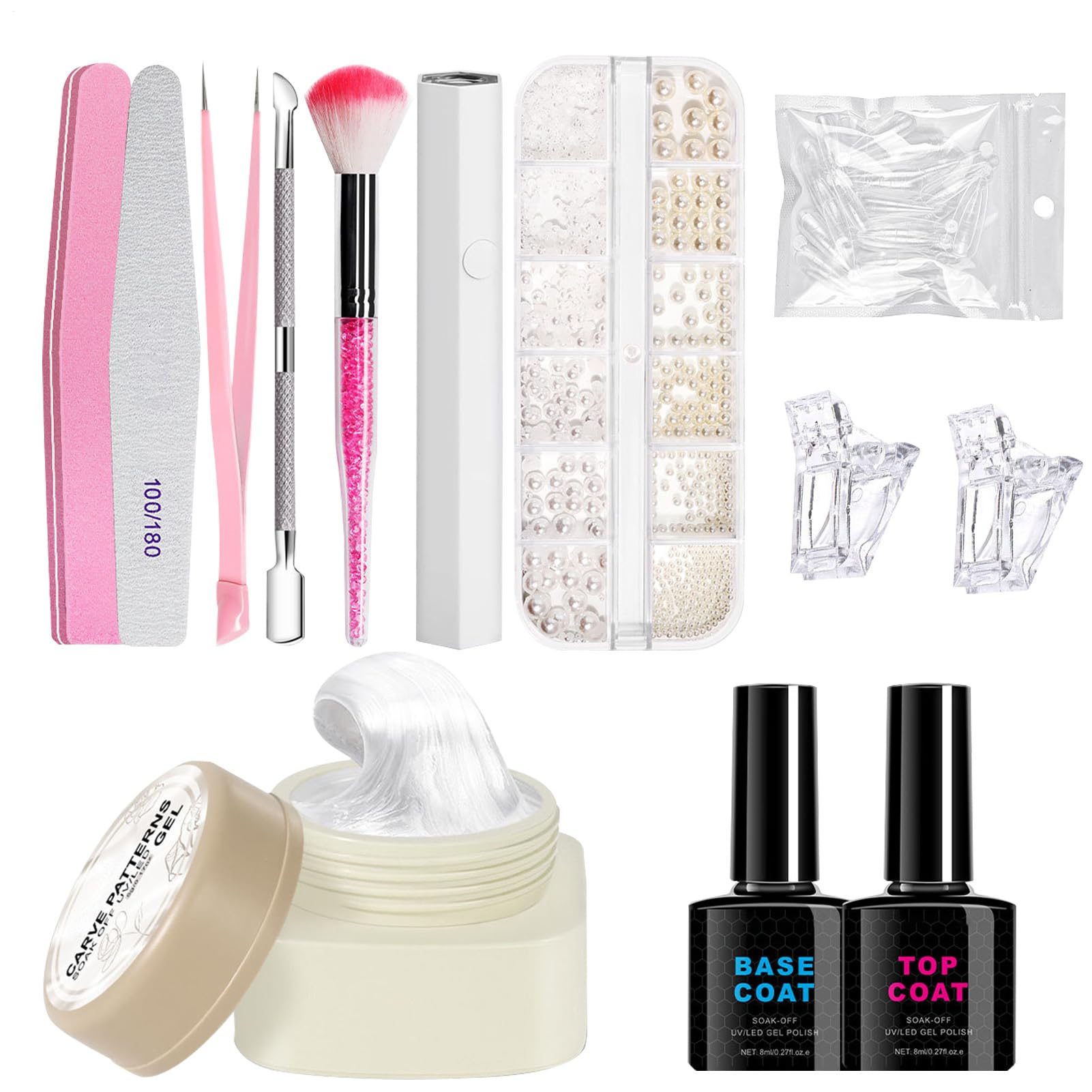 Gel solide de construction pour ongles et kit de manucure créative pour motifs gravés - 8