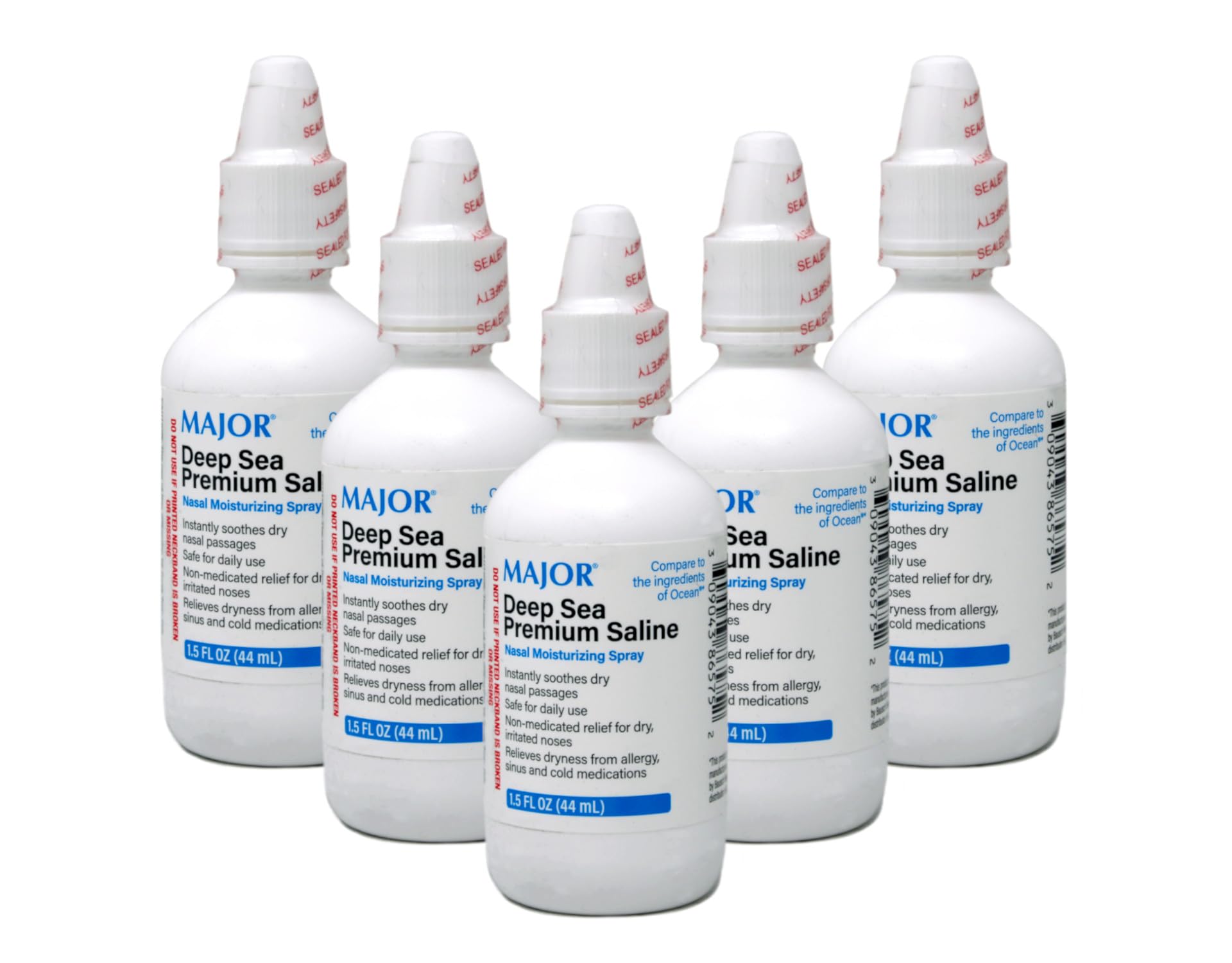 Major Deep Sea Premium Saline Nasal Moisturizing Spray 1.5 fl oz (Pack of 5)