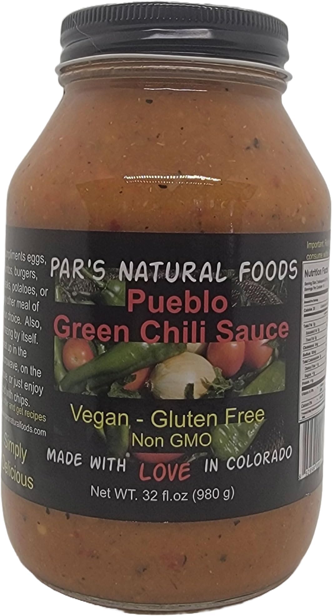 PARS NATURAL FOODS Pueblo Green Chili Sauce, 32 FZ