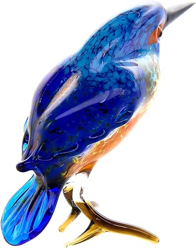 Miniatura 6 de Figura de pájaro soplado a mano, arte de cristal de Murano hecho a mano, colección de animales en miniatura, escultura soplada, adorno, figurilla,
