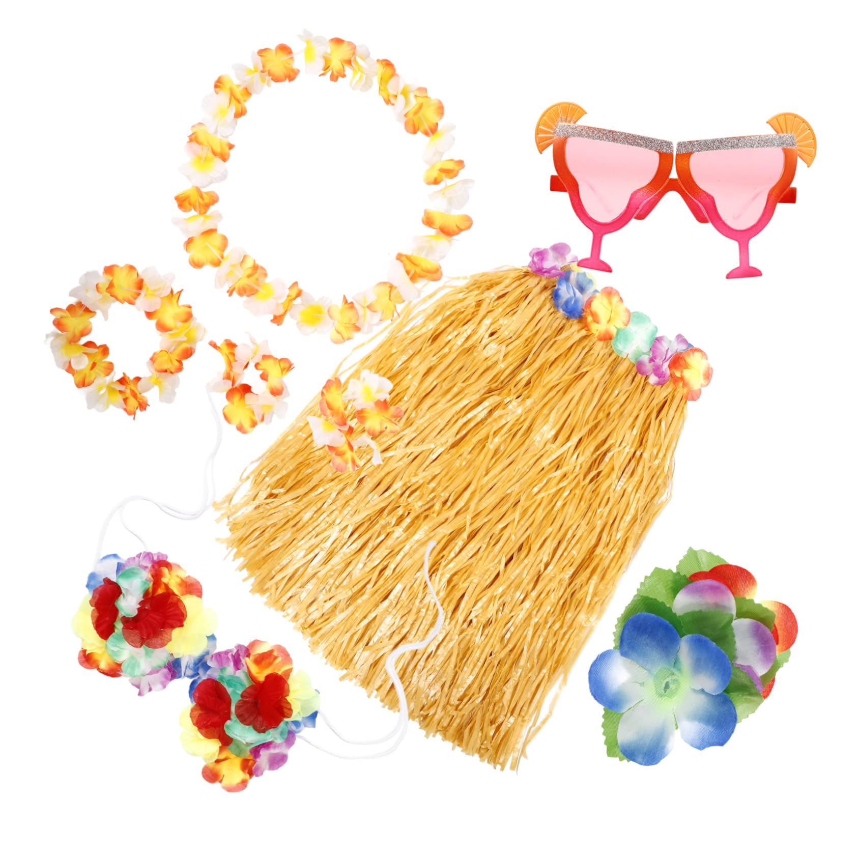 LIFKOME 1 Set Party Decoration Set Luau Party Decorations Hawaiian Outfits Hawaii Party Decorations Ladies Hawaiian Dresses Hula Skirt Hawaiian Grass Skirts Hawaiian Ladies Dresses