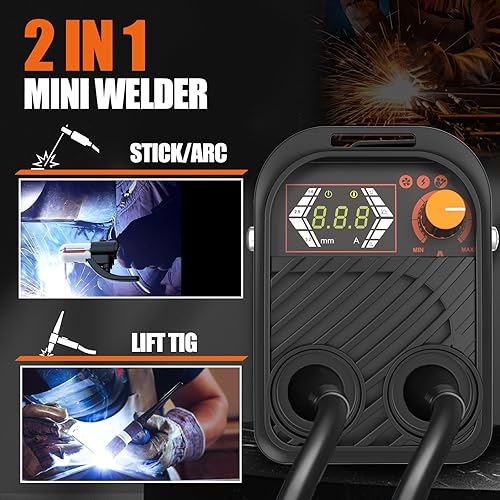 Miniatura 4 de Soldador de palo, máquina de soldadura mejorada MMA 250A 110V, ARCLift TIG 2 en 1 Mini máquina de soldar, soldador portátil con arranque en