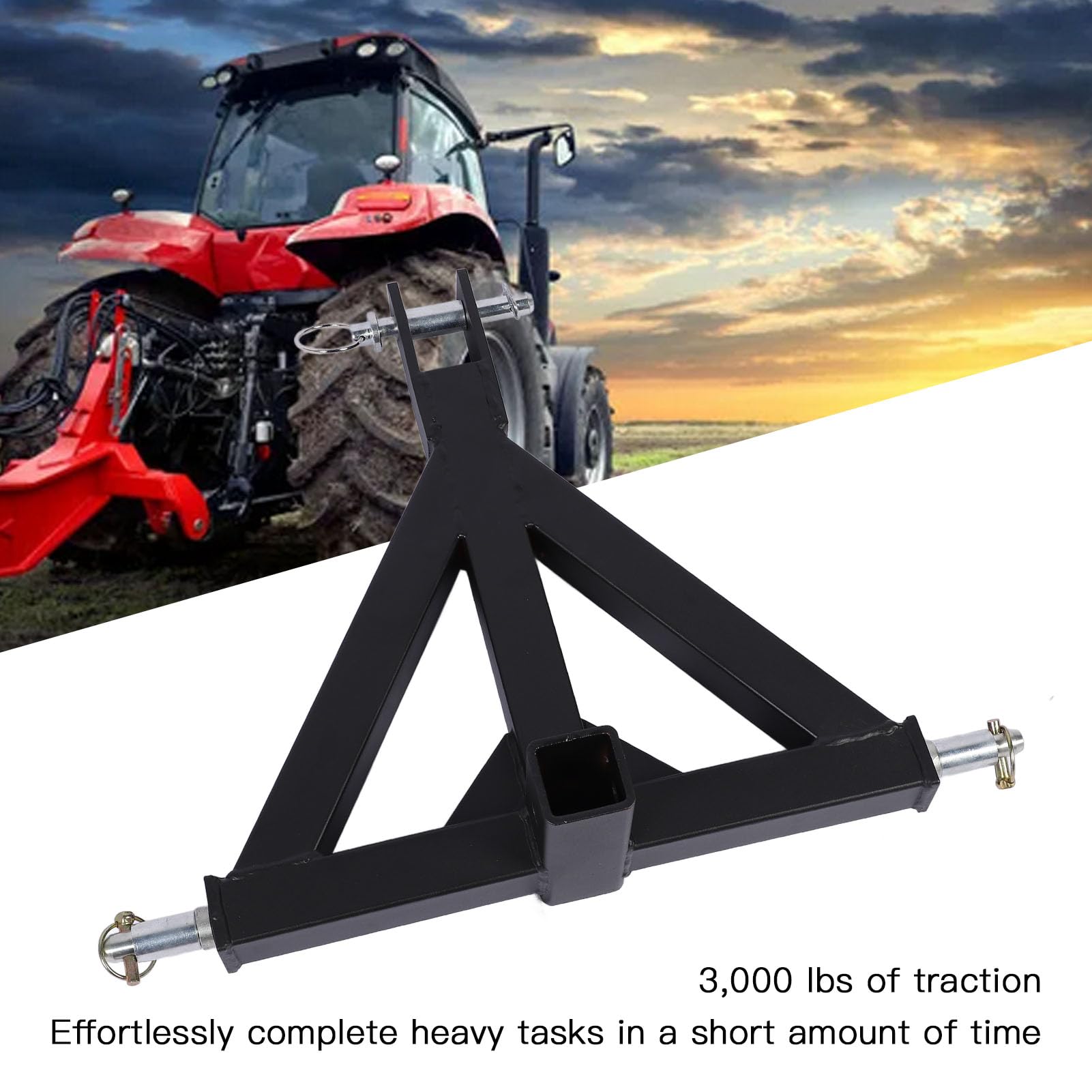 CHICIRIS Enganche de Remolque de 3 Puntos, Receptor de 2 Pulgadas, Enganche Rápido, Adaptador de Barra de Tiro de Tractor de Fuerza de Tracción de 3000 Libras para Tractores de Clase 1