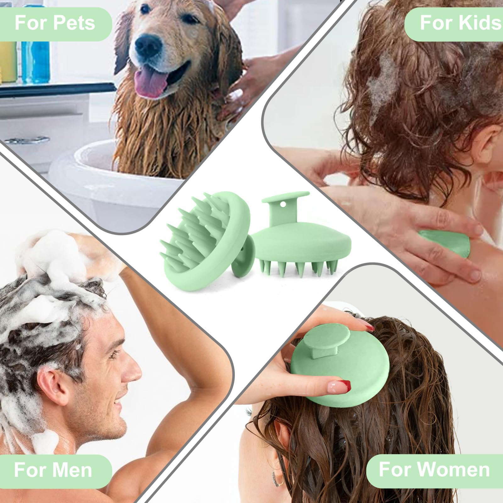 Spazzola per shampoo massaggiatore per cuoio capelluto, setole in silicone morbido Scrubber, uso bagnato/asciutto per la cura del cuoio capelluto di tutti i tipi di capelli