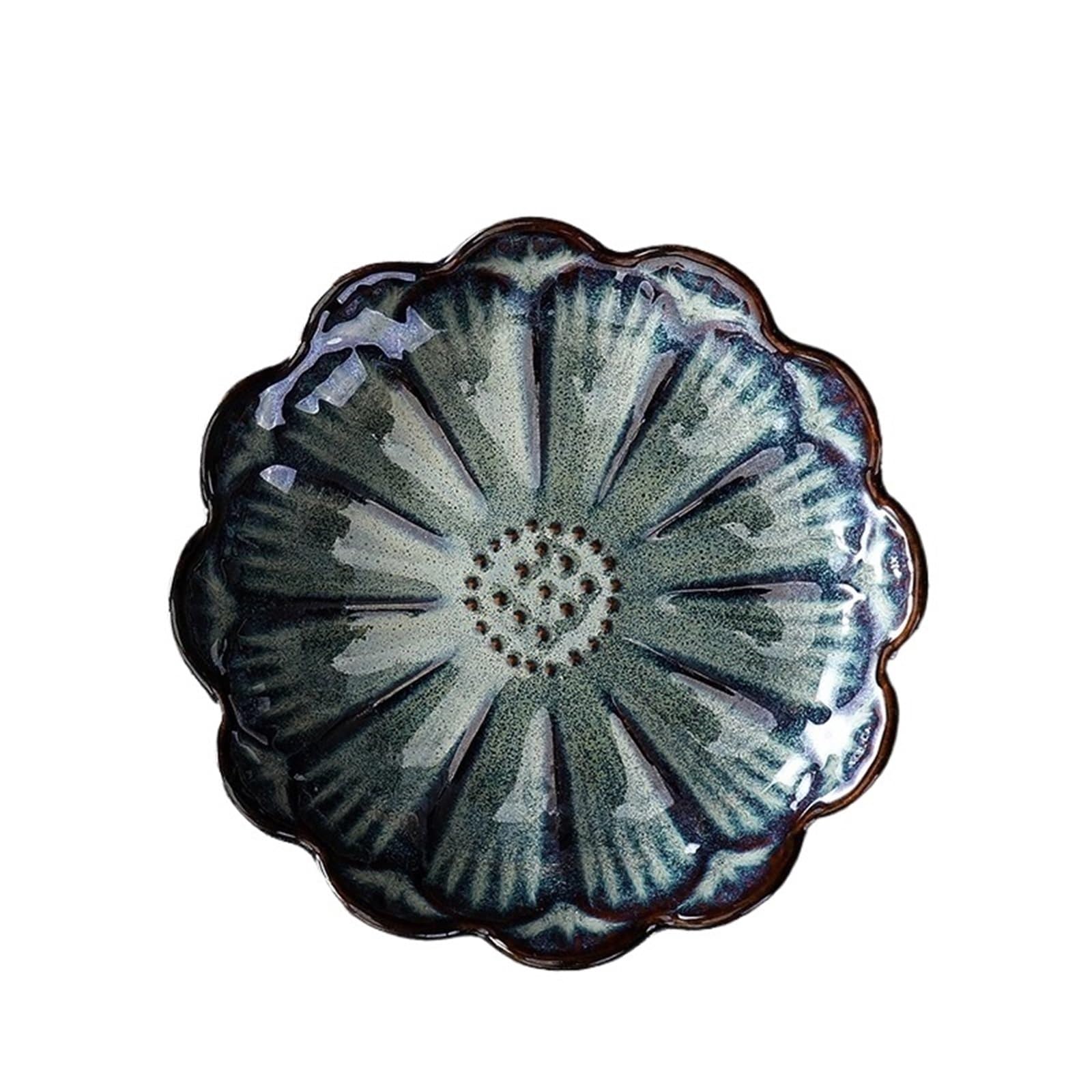 ZHSOAO 2pcs Elegant Lotus Leaf Pattern Sturdy Ceramic Trinkets Dish Accessory Jewelry Display For Rings Necklaces And Bracelets Key Storage for Jewelry(Color 8)